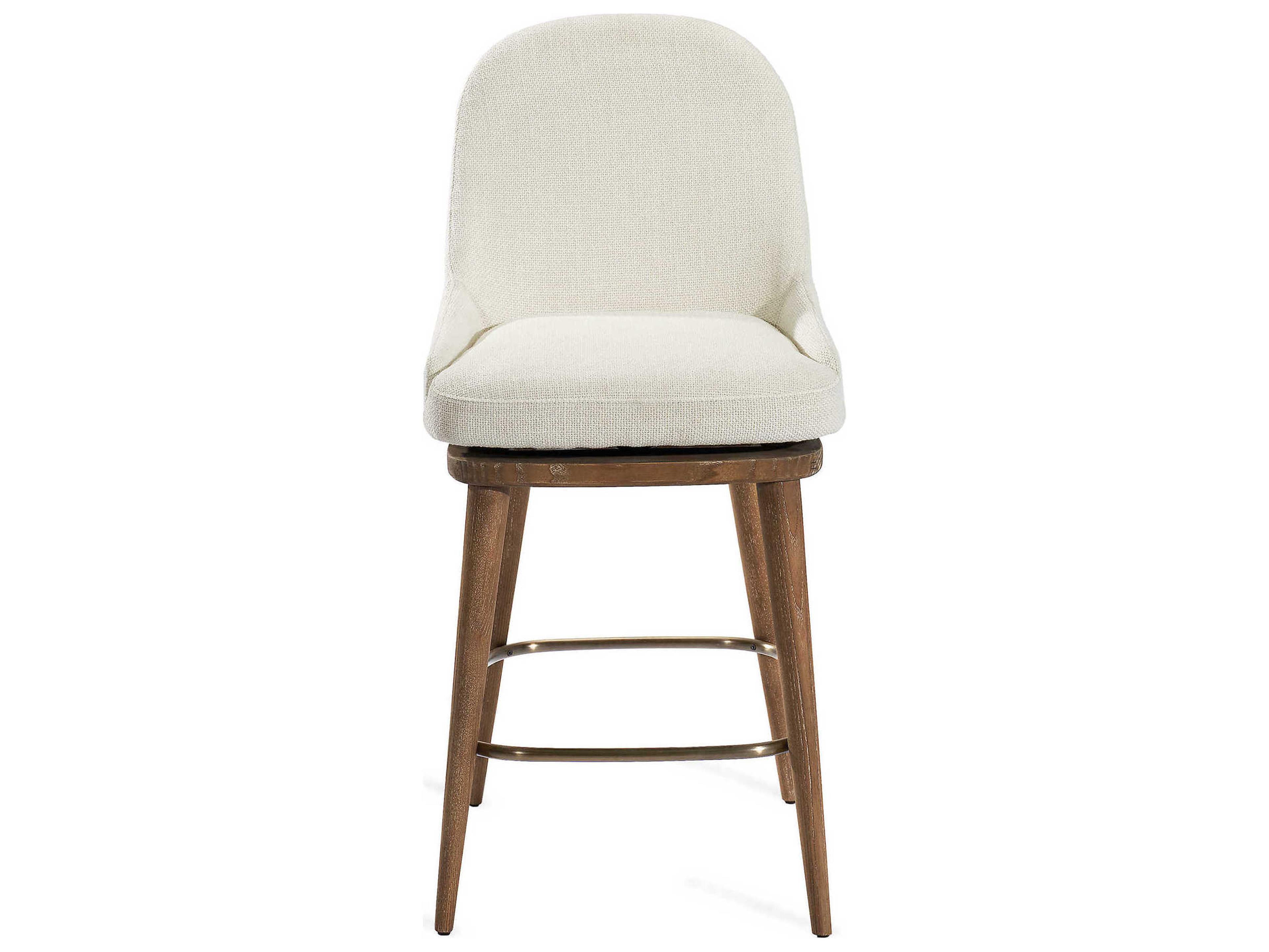 Interlude Home Harper Swivel Upholstered Autumn Brown Oyster Antique Bronze Counter Stool