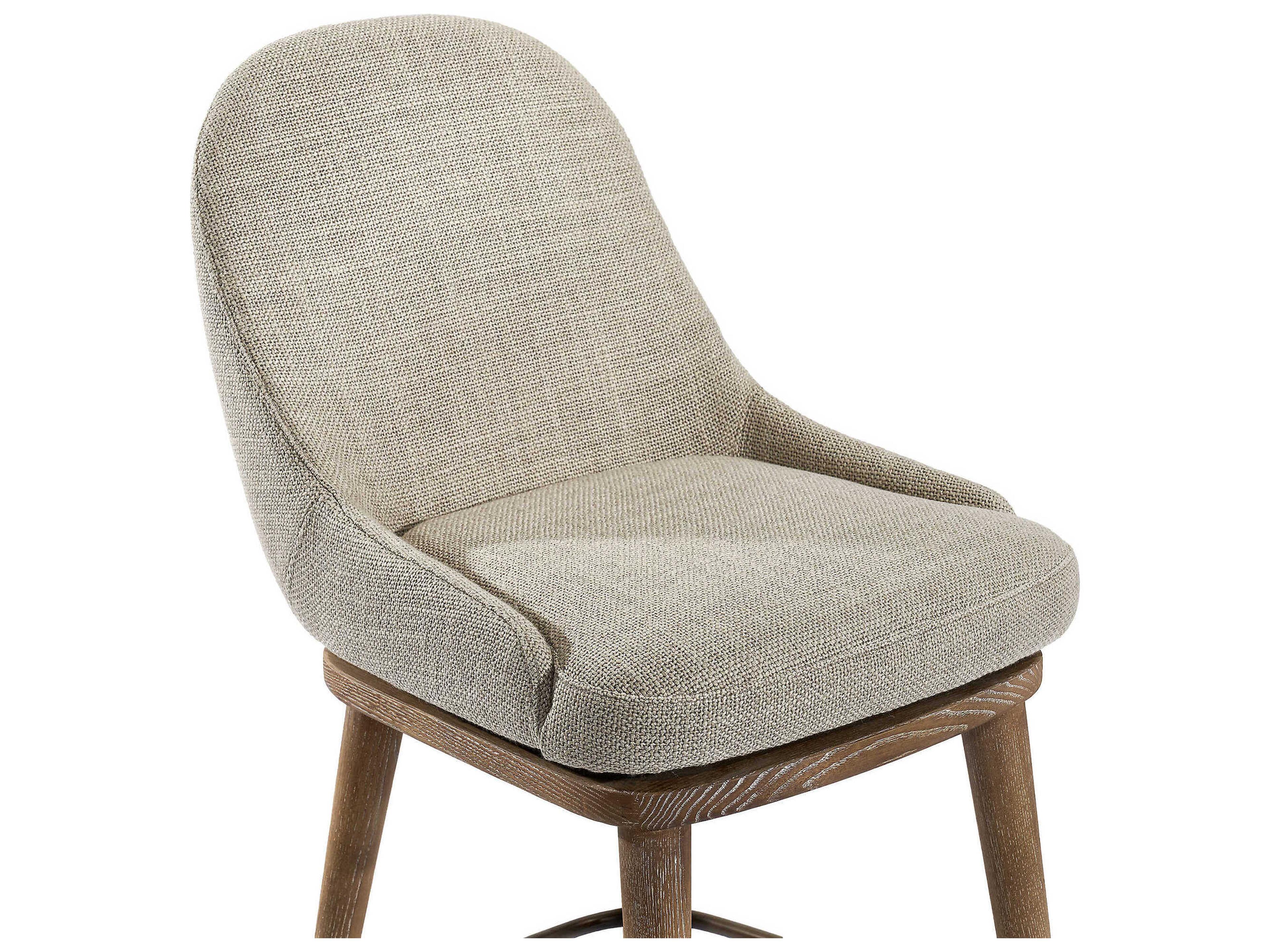 Interlude Home Harper Swivel Upholstered Autumn Brown Flax Antique Bronze Counter Stool