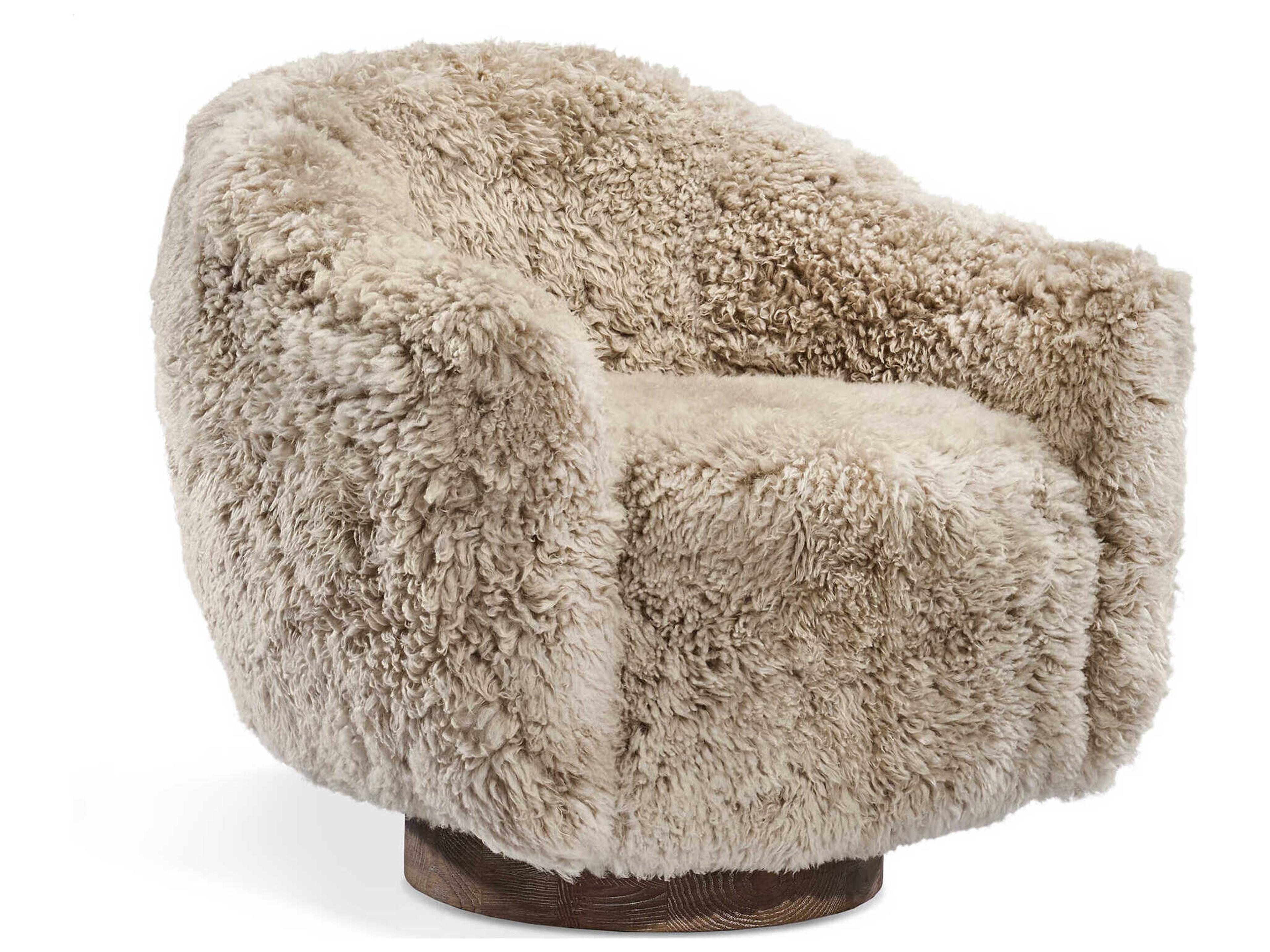 Simone Swivel Beige Leather Accent Chair