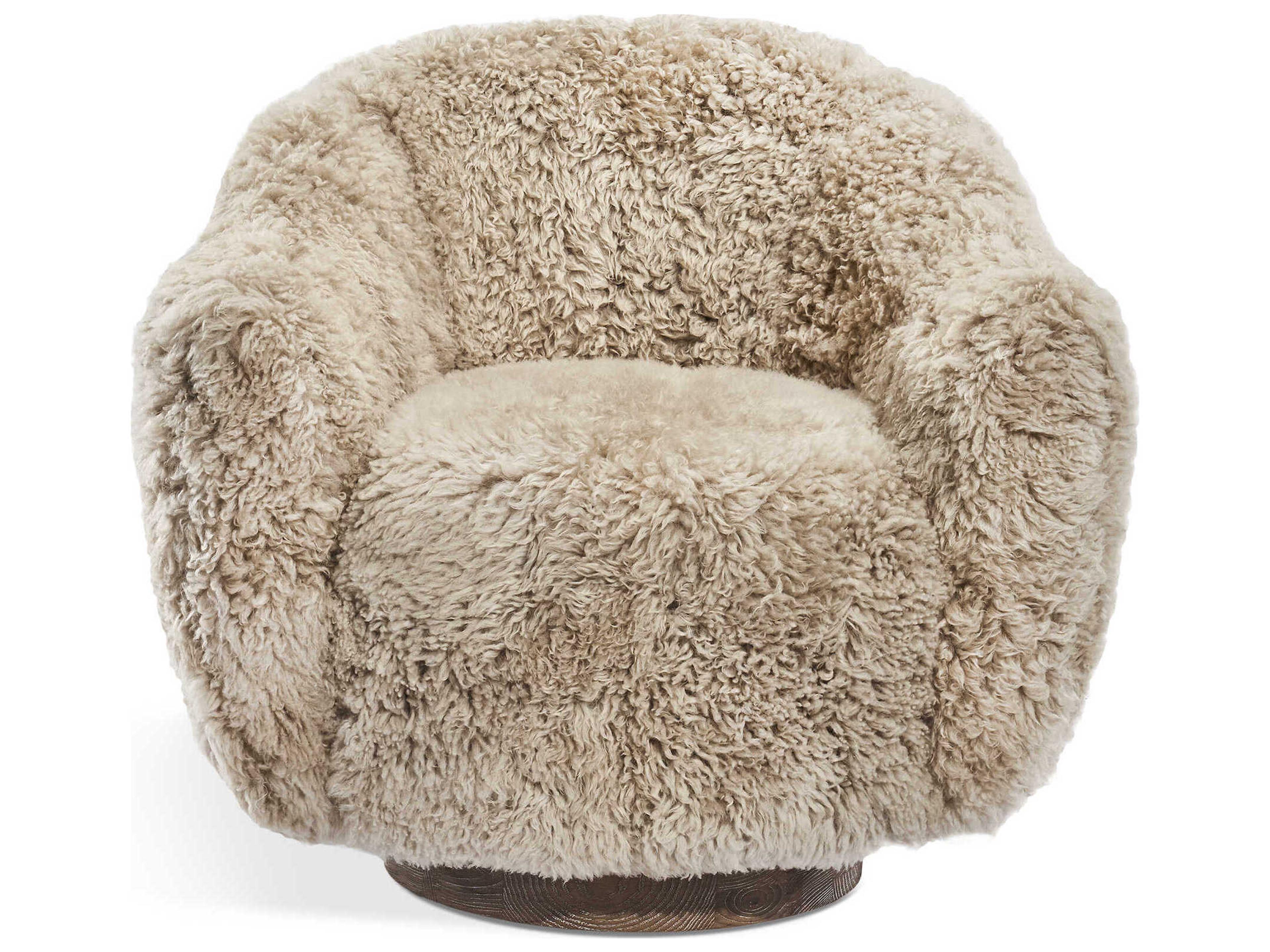 Interlude Home Simone Swivel Beige Leather Accent Chair