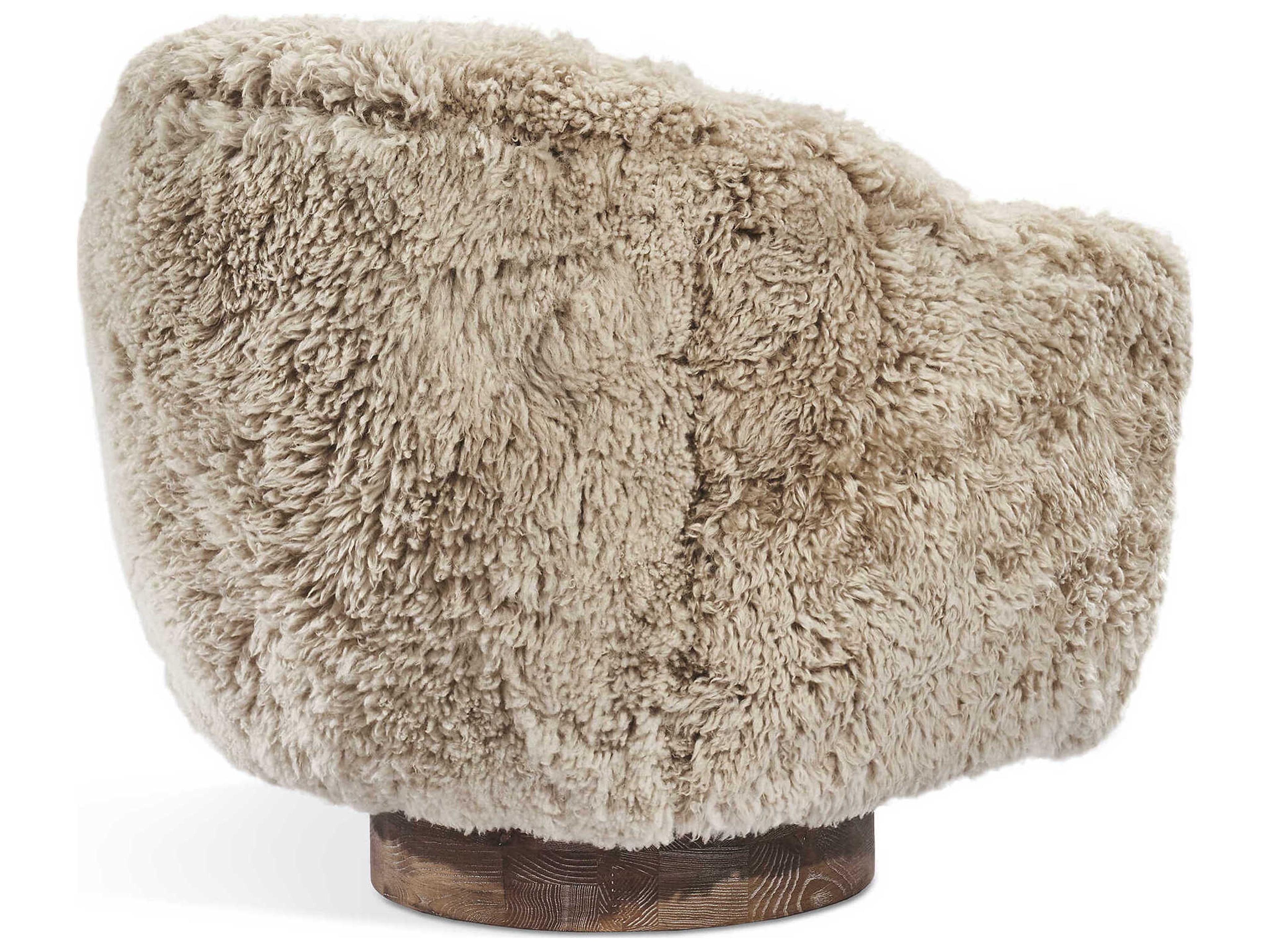 Interlude Home Simone Swivel Beige Leather Accent Chair