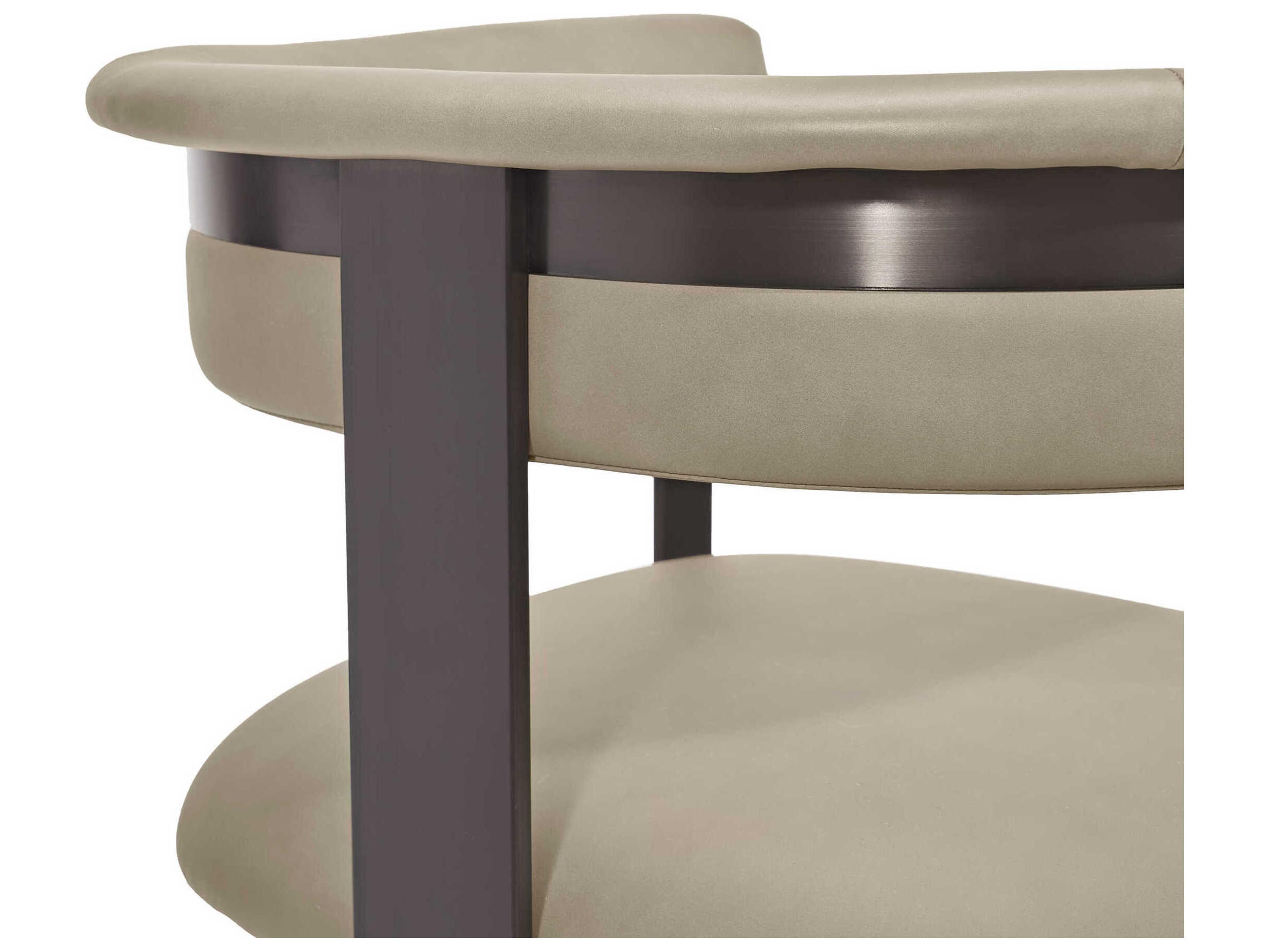 Interlude Home Darcy Leather Beige Upholstered Arm Dining Chair