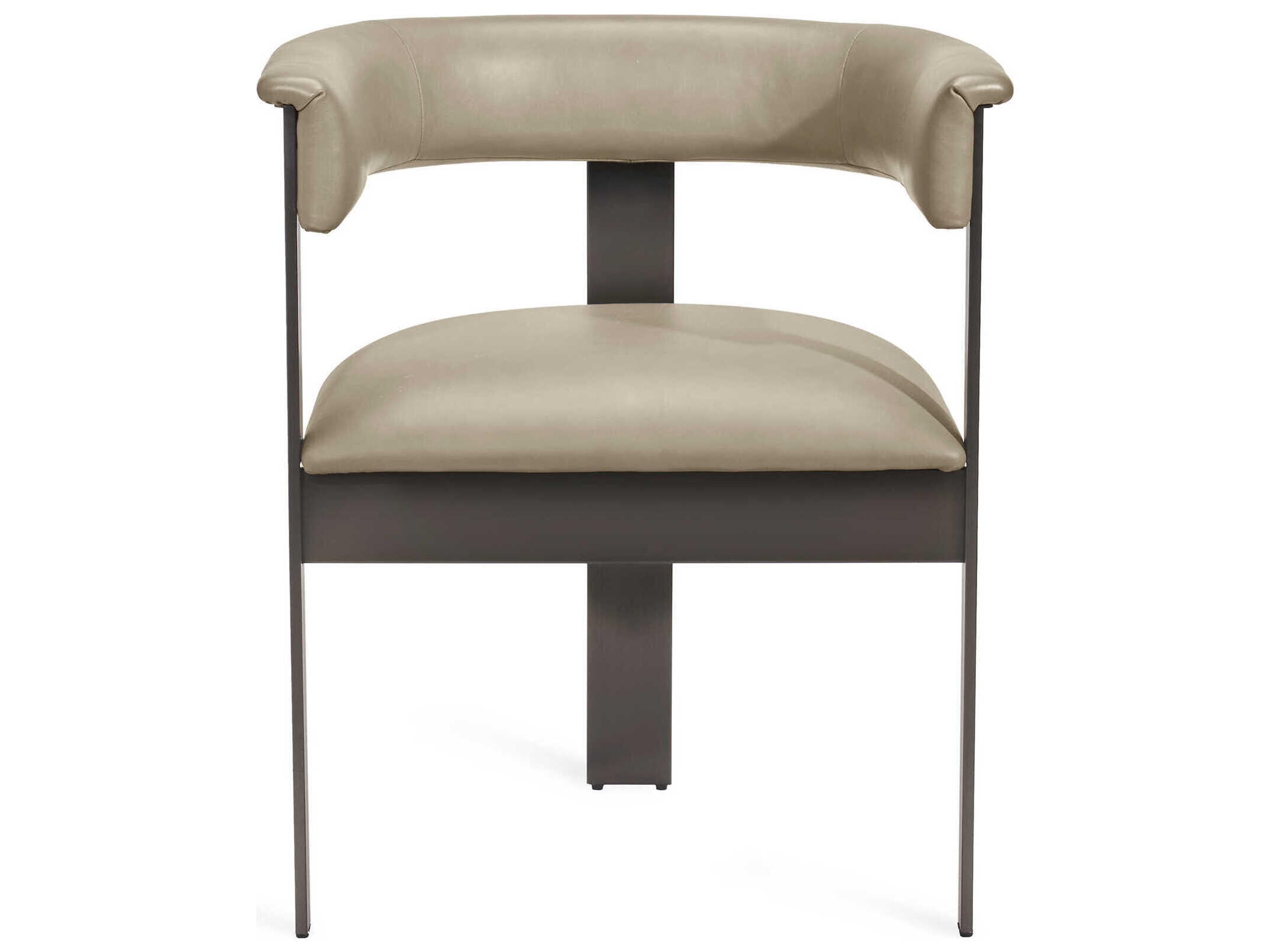 Interlude Home Darcy Leather Beige Upholstered Arm Dining Chair