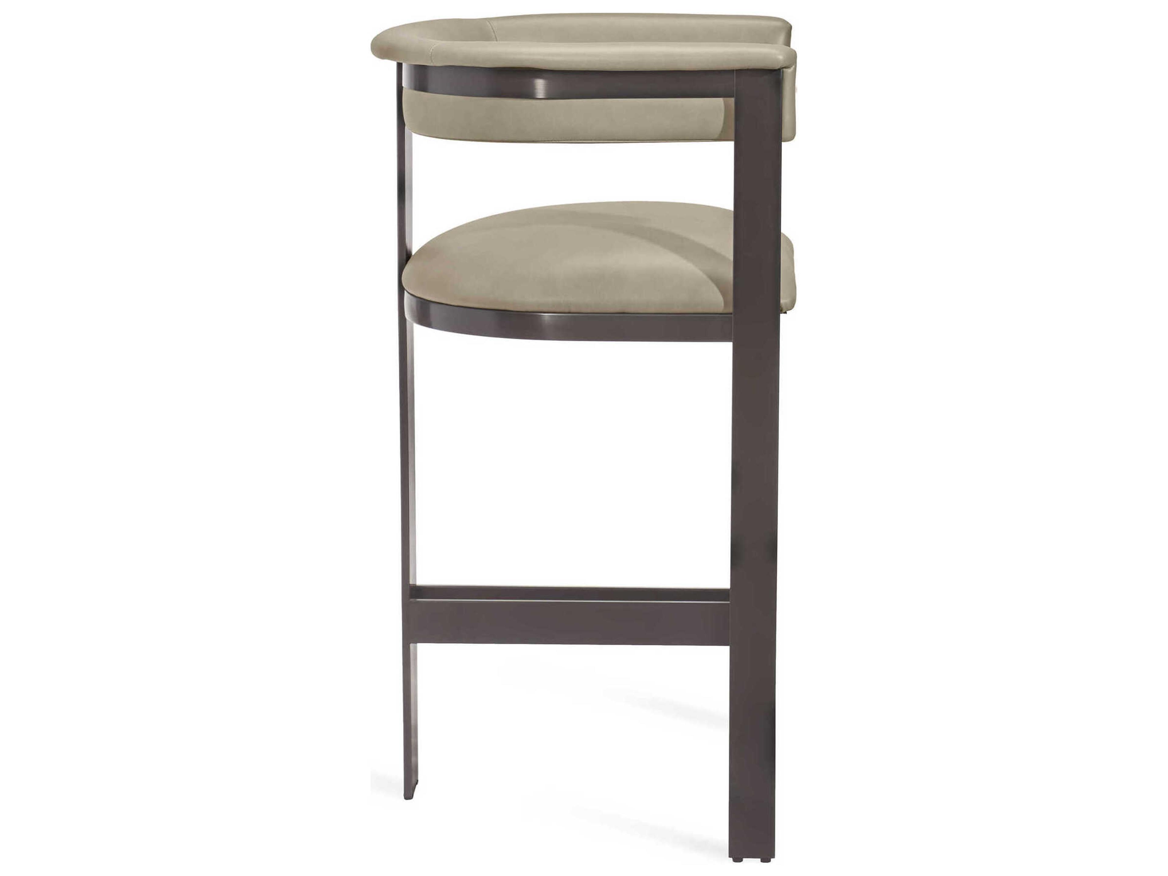 Interlude Home Darcy Leather Fawn Taupe Graphite Counter Stool