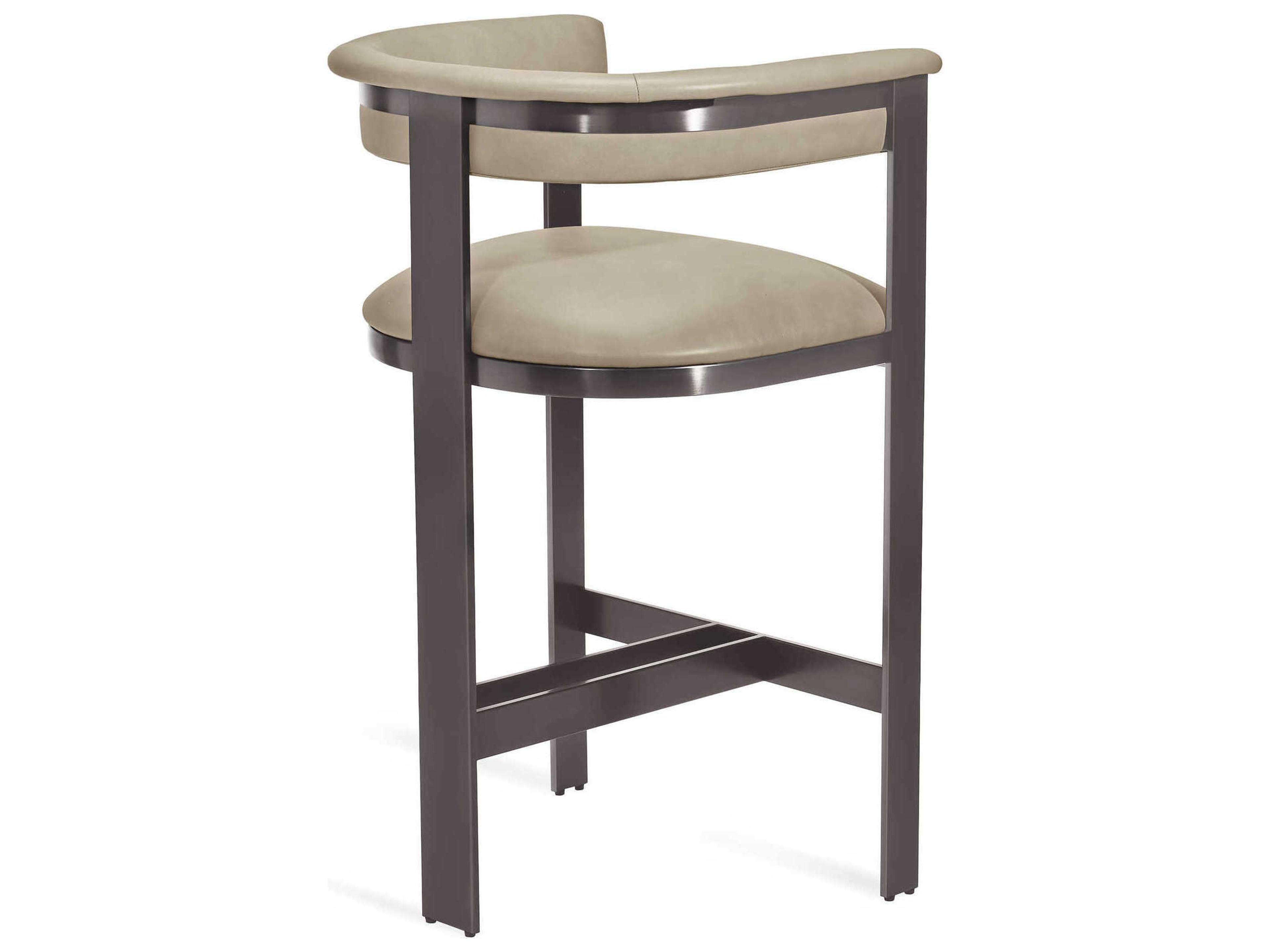 Interlude Home Darcy Leather Fawn Taupe Graphite Counter Stool