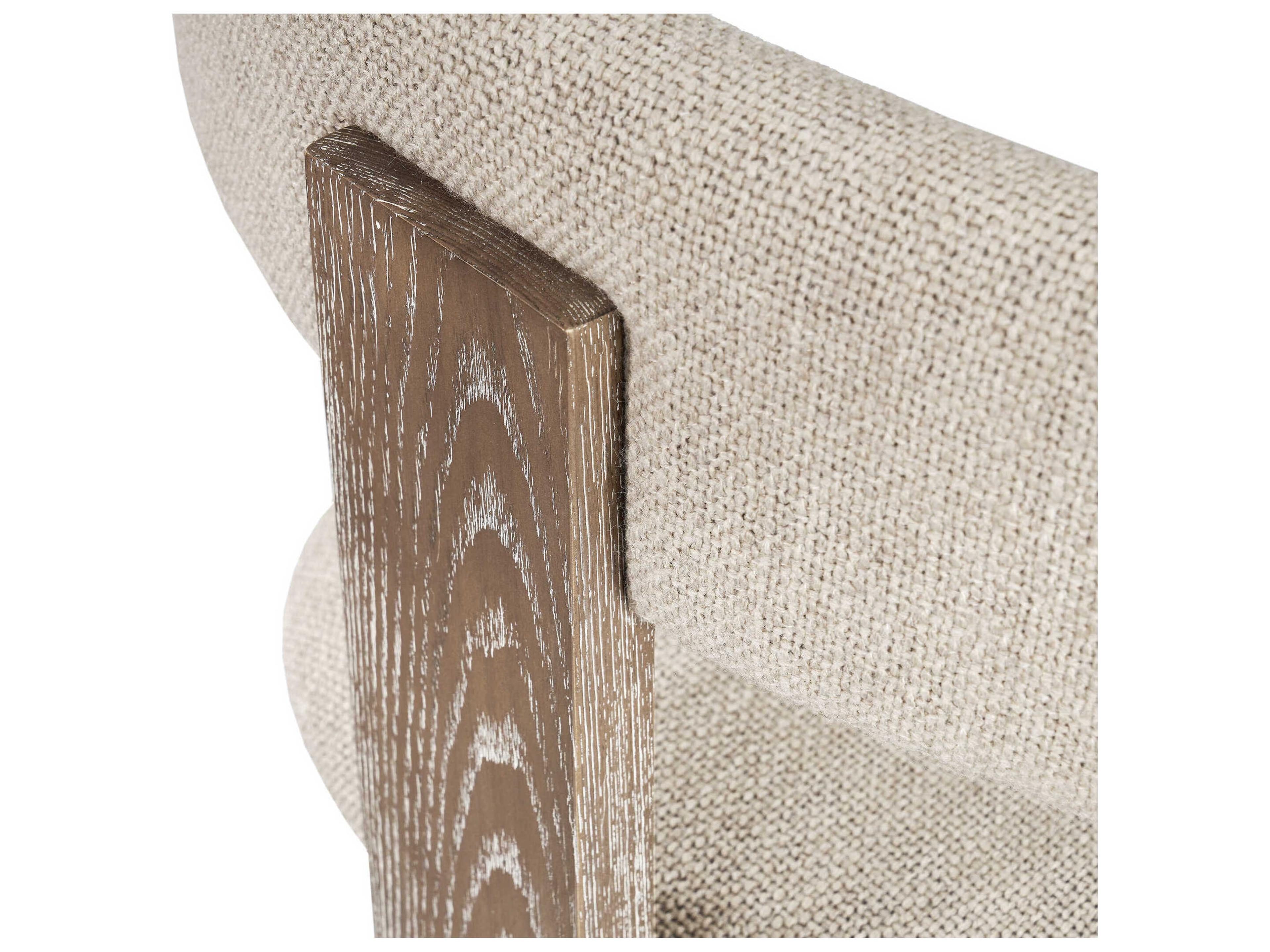 Interlude Home Brooklyn Upholstered Autumn Brown Flax Satin Brass Loomed Linen Counter Stool