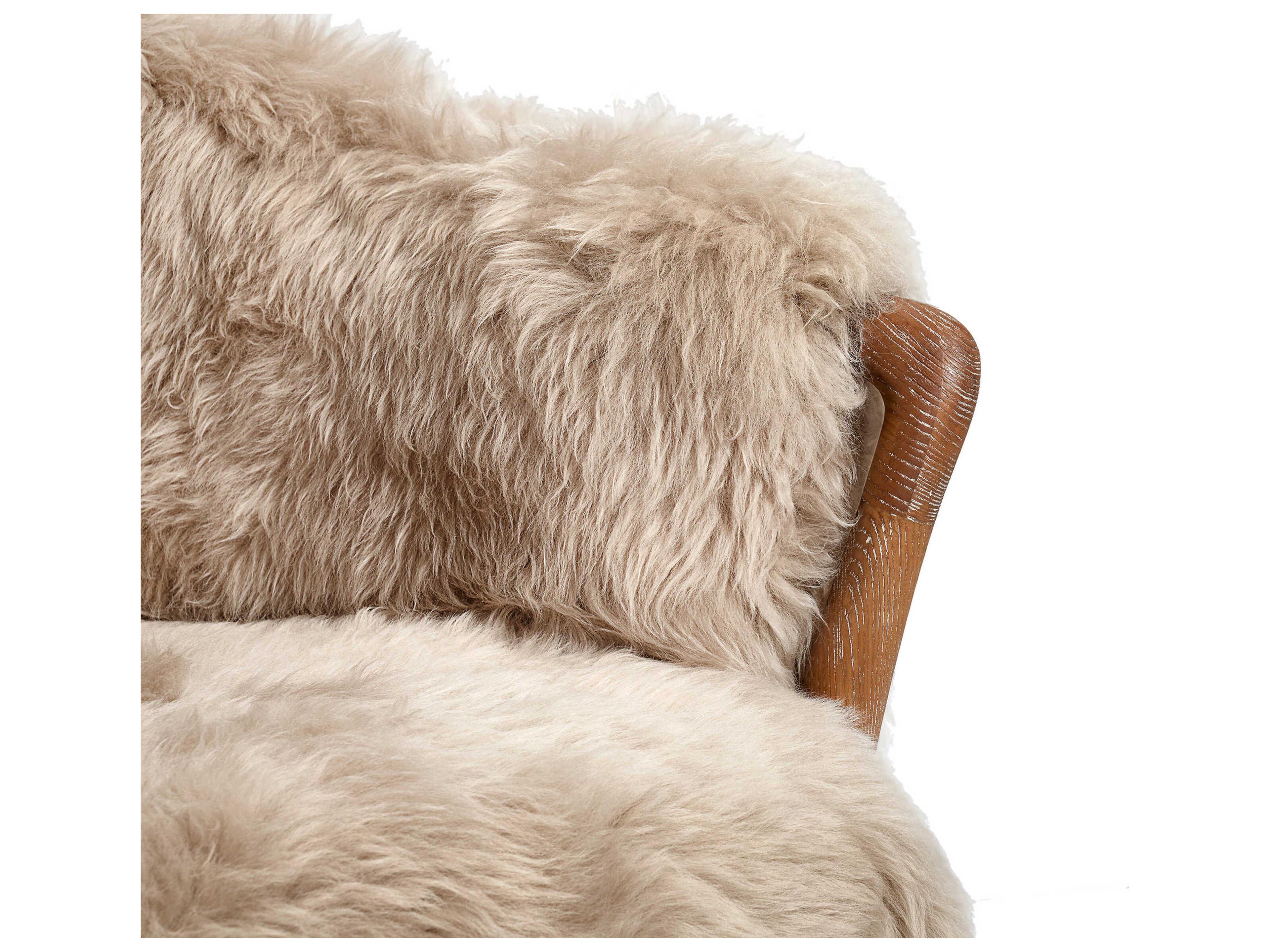 Interlude Home Ilaria Fur Beige Accent Chair