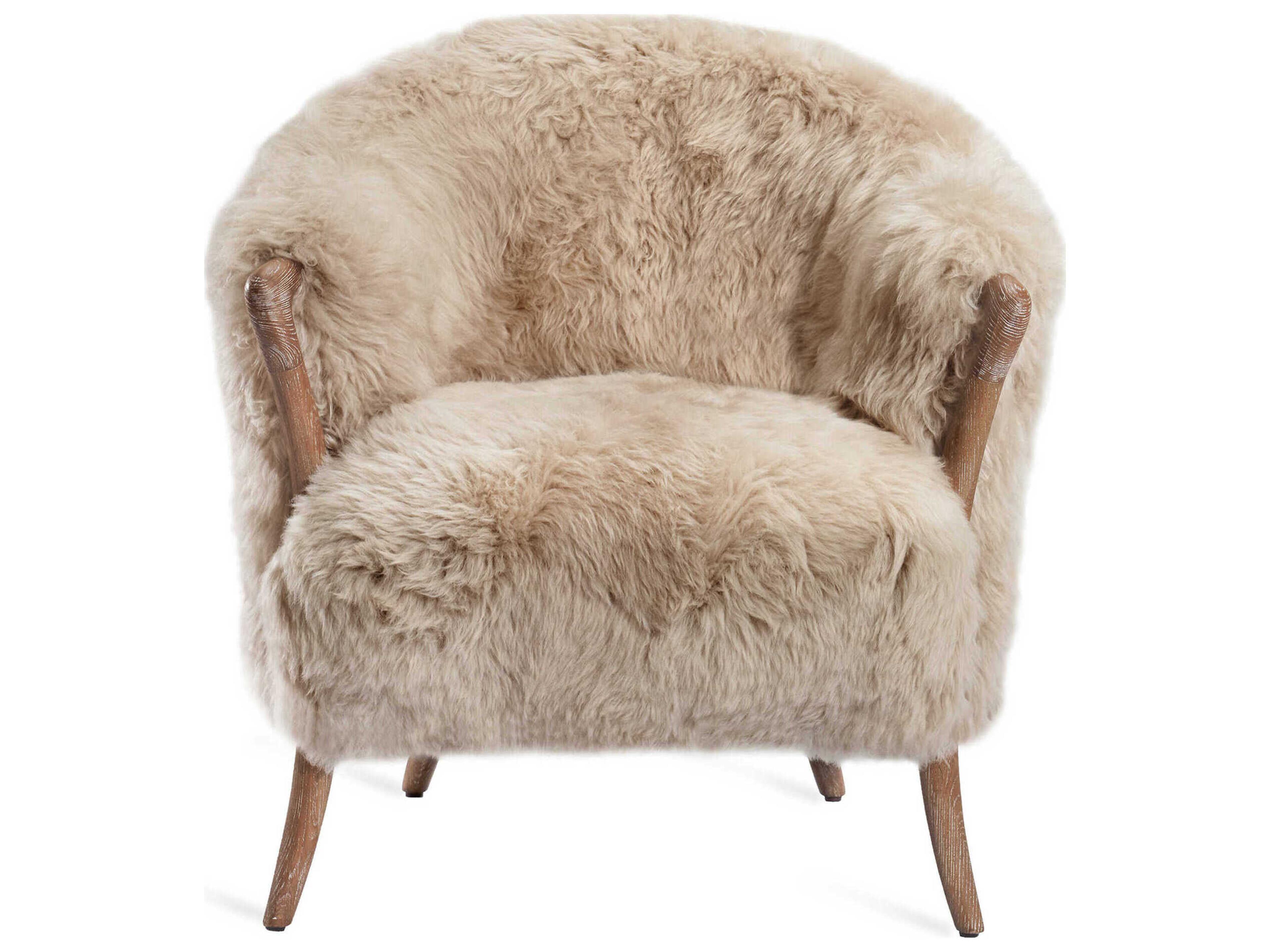 Interlude Home Ilaria Fur Beige Accent Chair