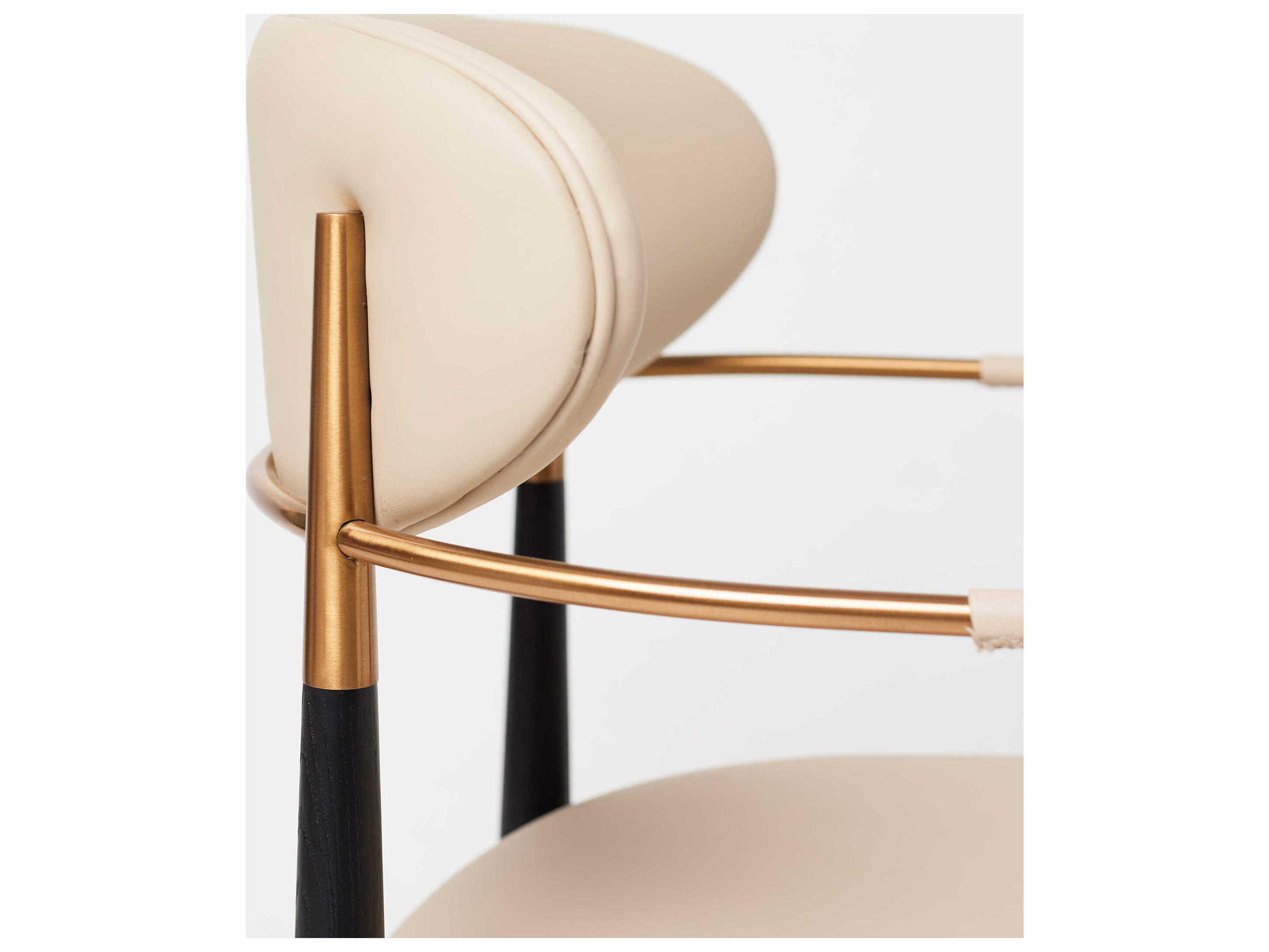 Interlude Home Cidra Ash Wood Black Leather Arm Dining Chair