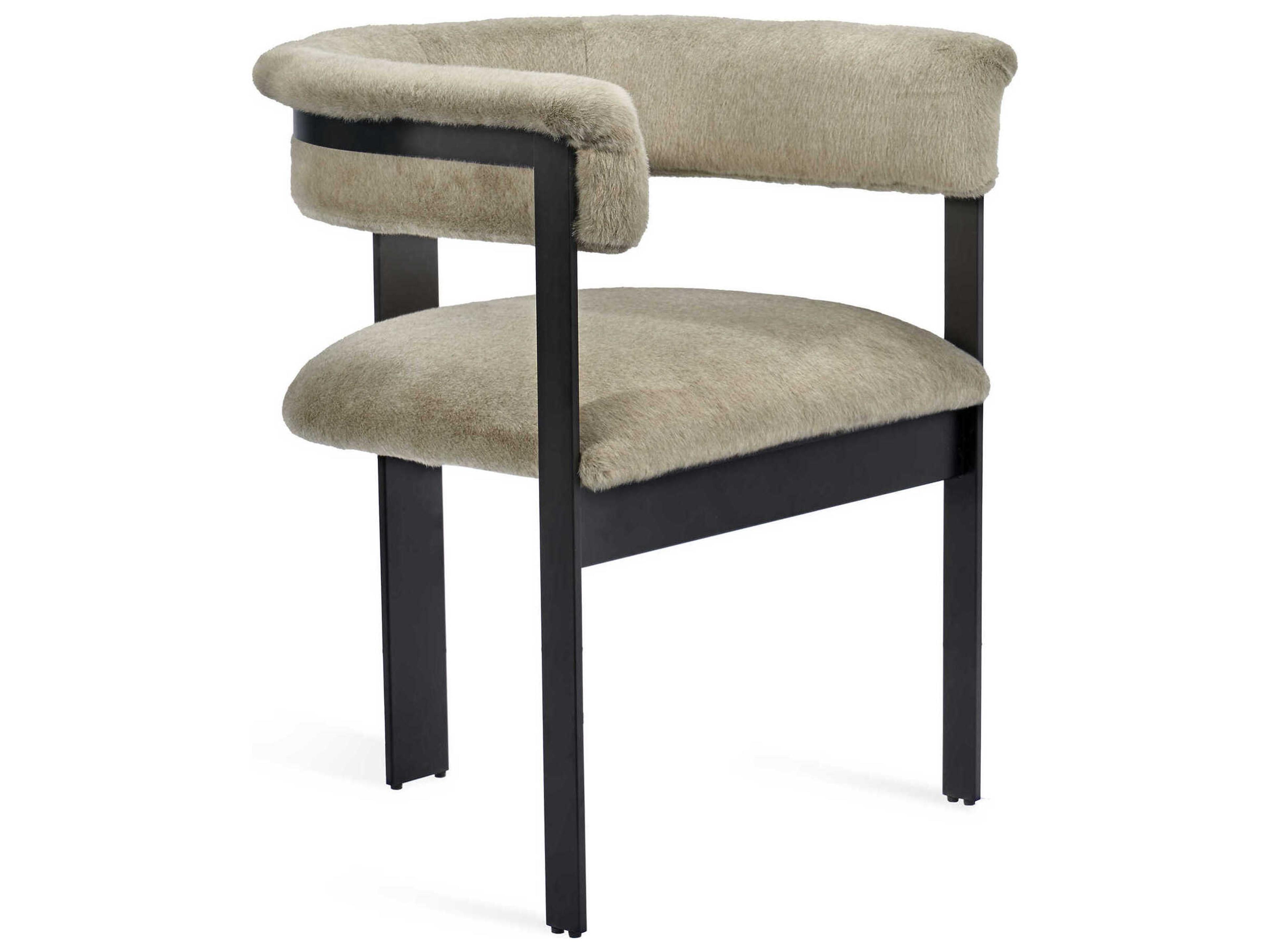 Darcy Fur Beige Arm Dining Chair