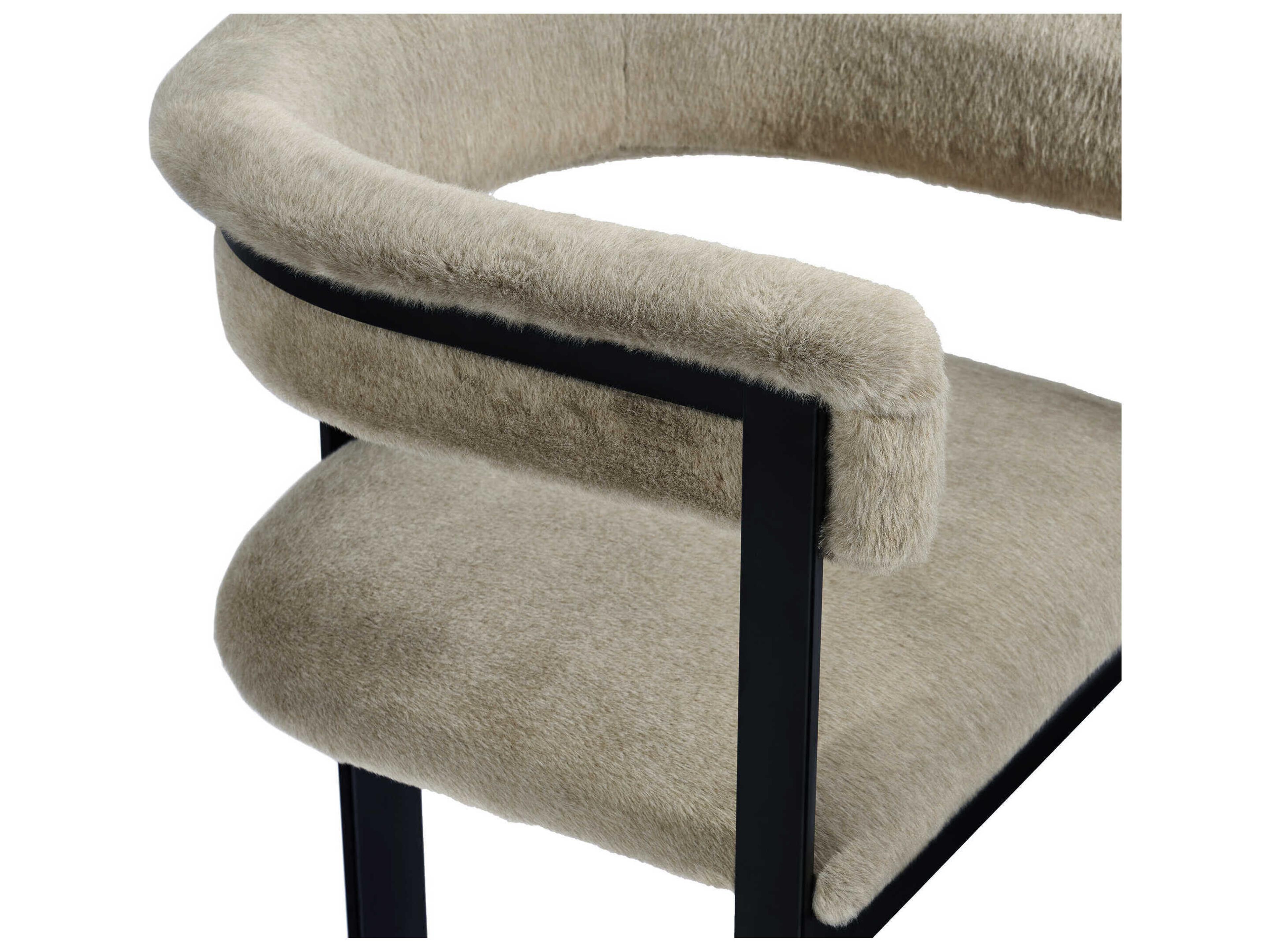 Interlude Home Darcy Fur Beige Arm Dining Chair
