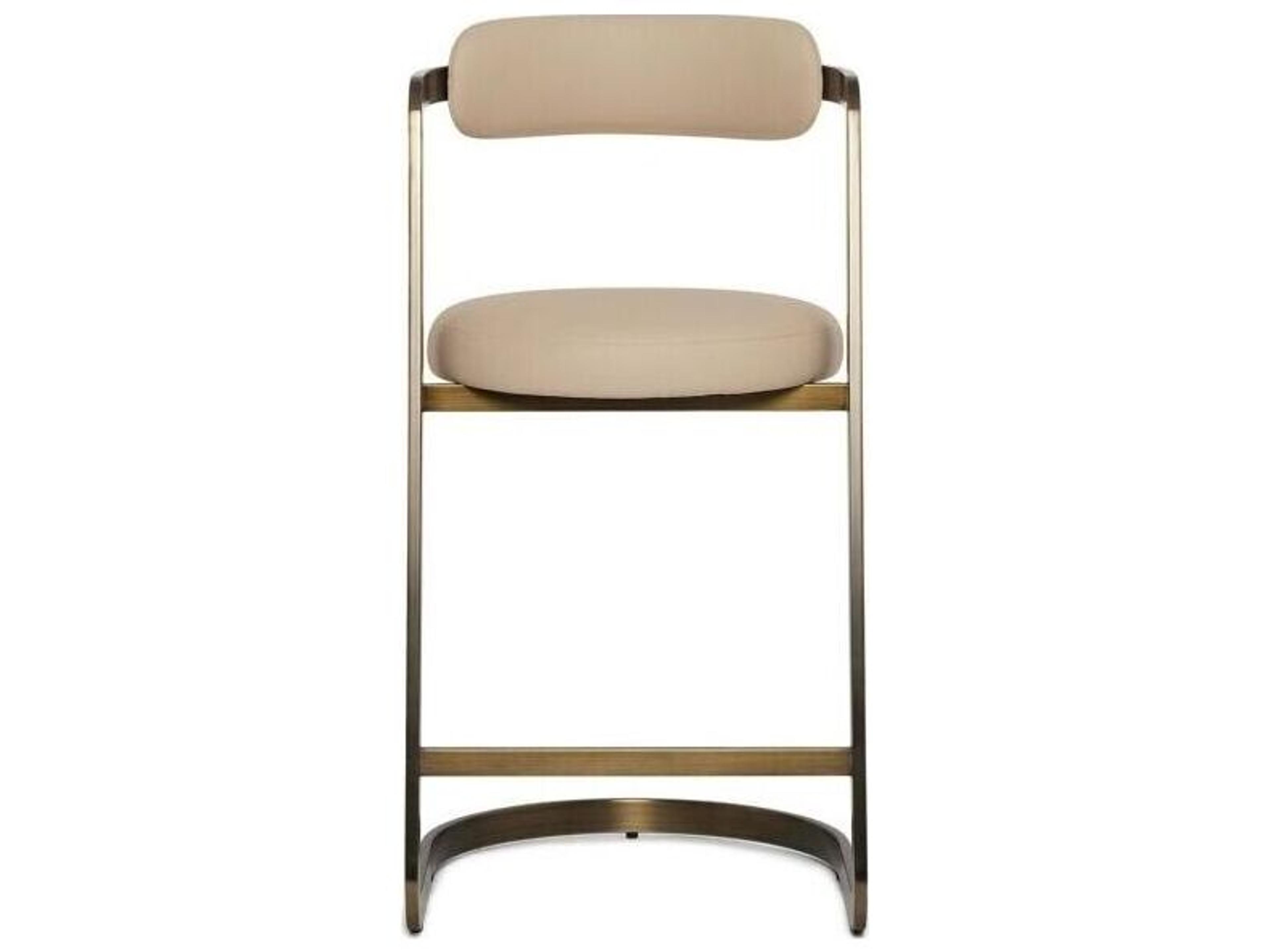 Interlude Home Baldwin Antique Bronze Cream Latte Faux Leather Counter Stool