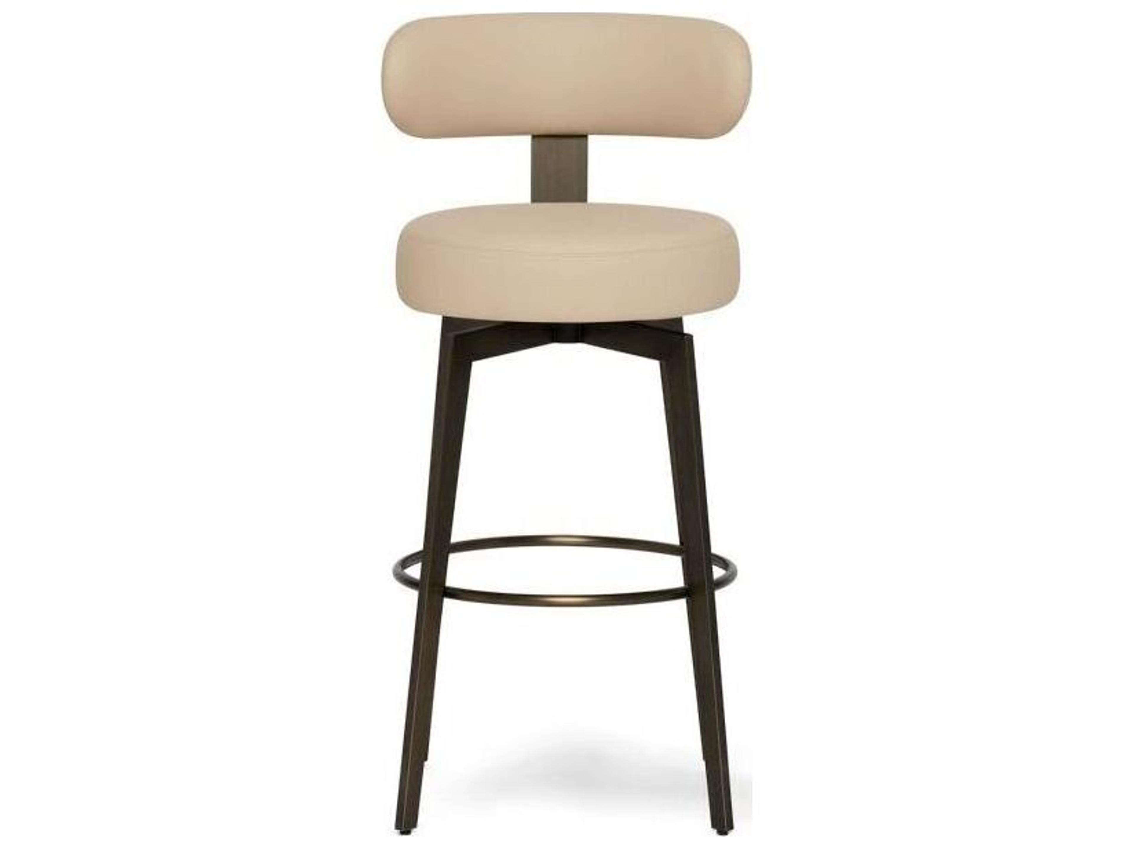 Interlude Home Clermont Antique Bronze Cream Latte Faux Leather Bar Stool
