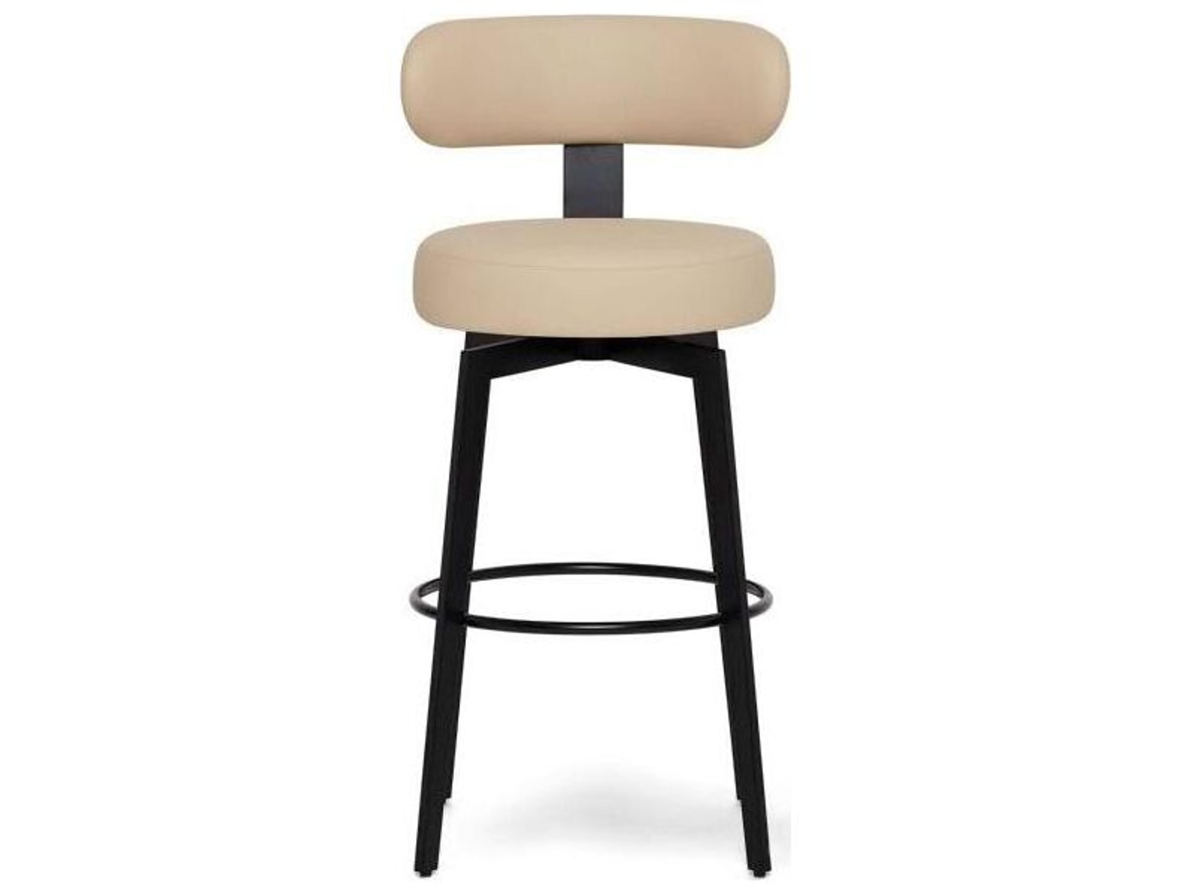 Interlude Home Clermont Matte Black Cream Latte Faux Leather Bar Stool