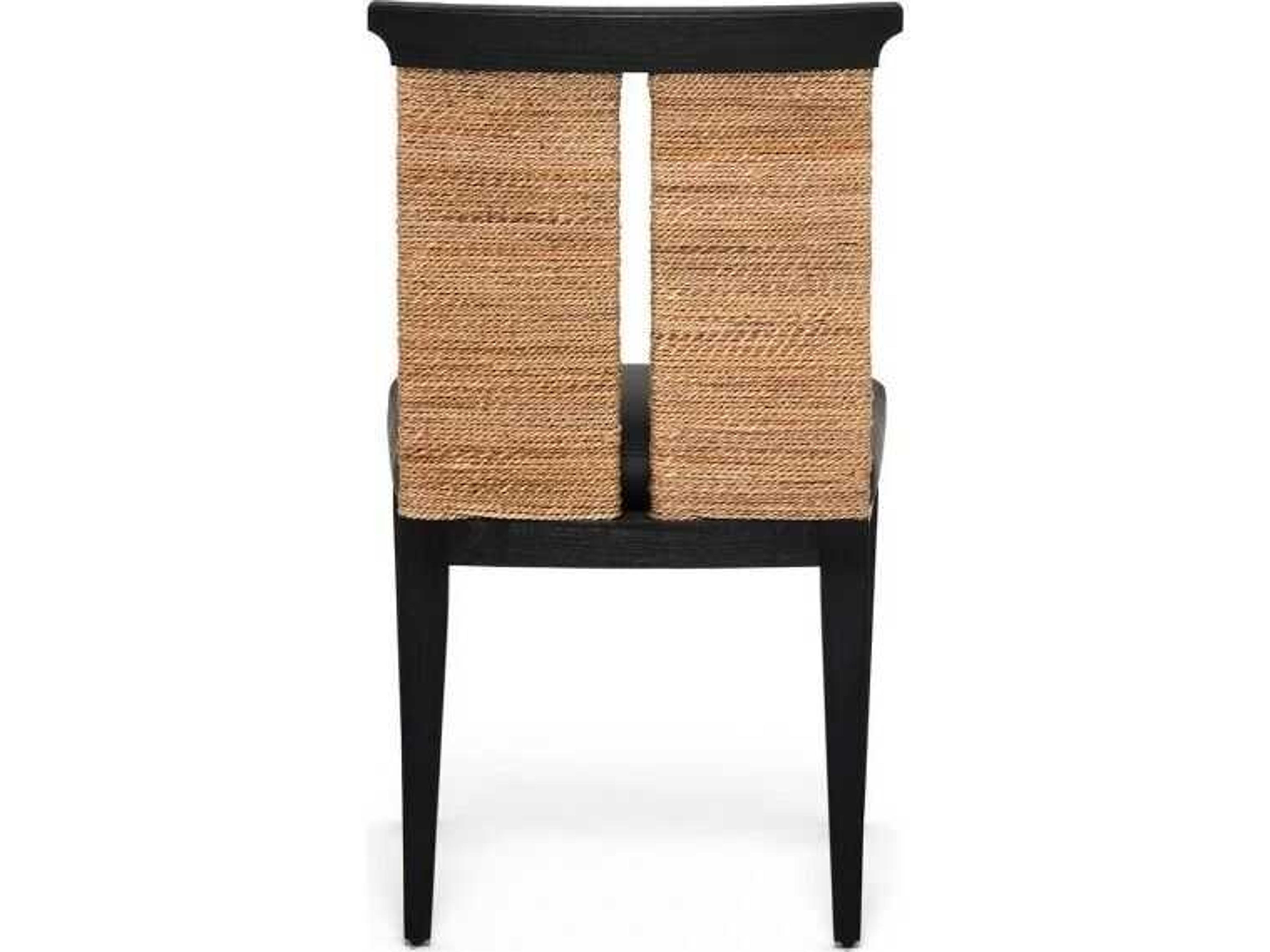 Interlude Home Reed Sungkai Wood Black Faux Leather Armless Dining Chair