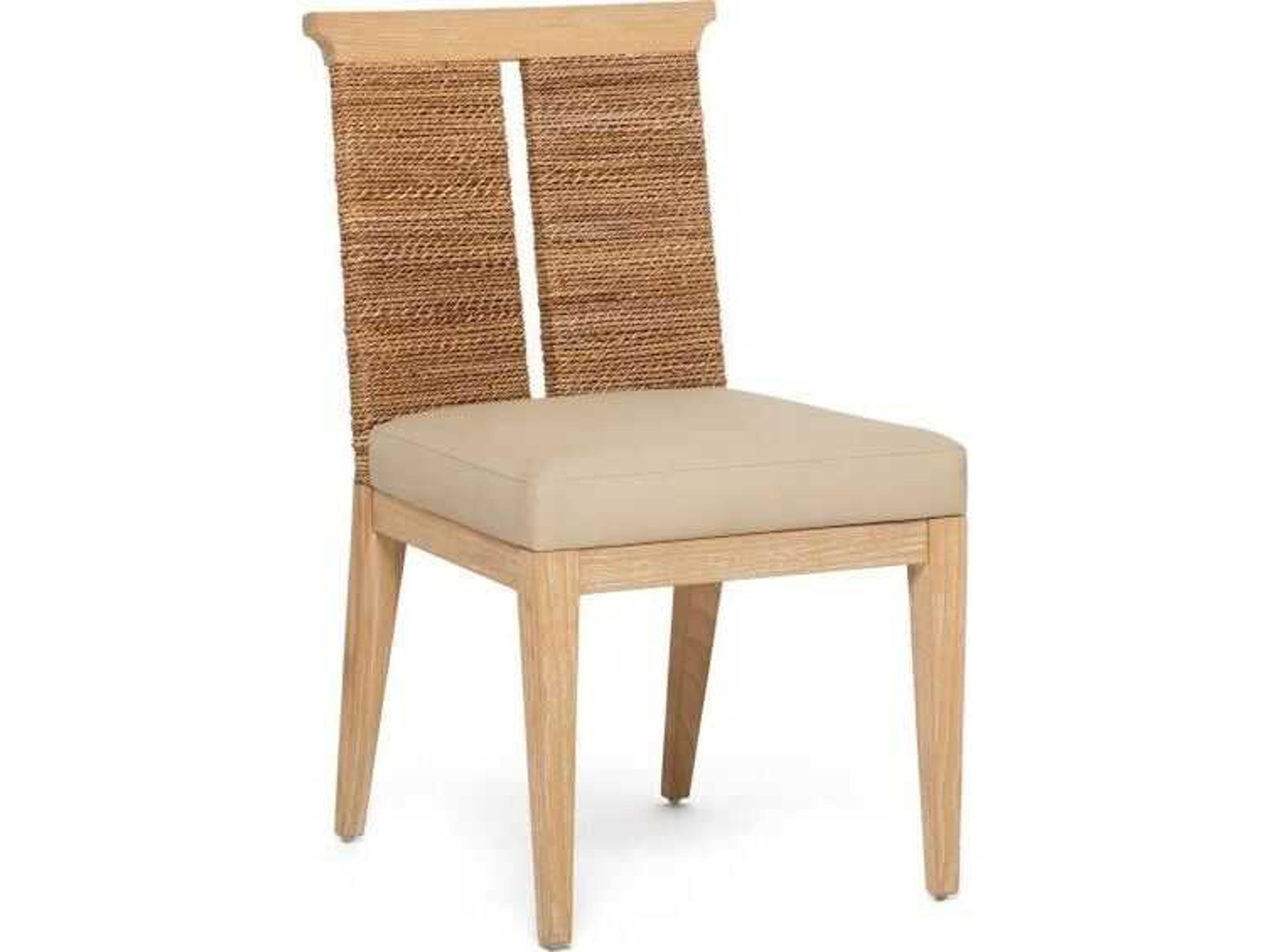 Reed Sungkai Wood Natural Faux Leather Armless Dining Chair