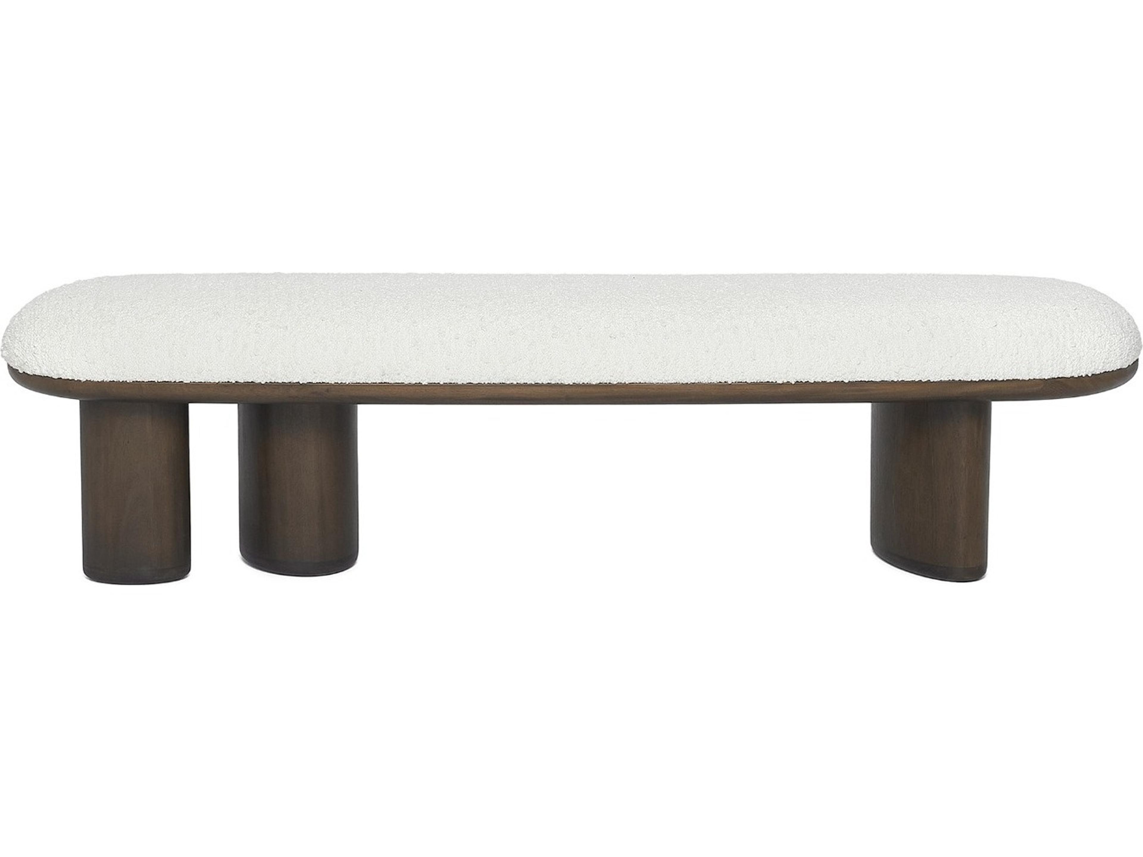 Interlude Home Reese Classic Walnut Whisper Brown Upholstered Accent Bench