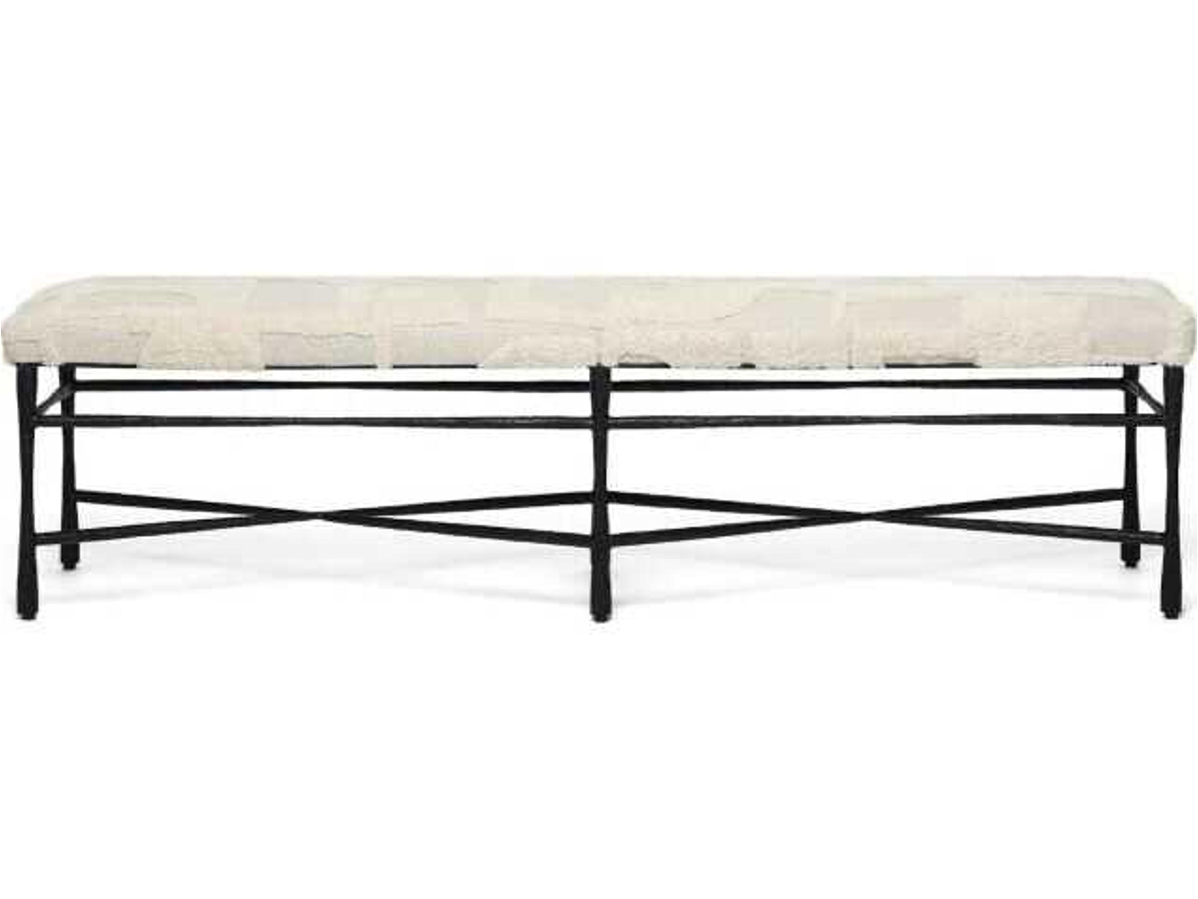 Interlude Home Collins Matte Black Terrain Beige Upholstered Accent Bench