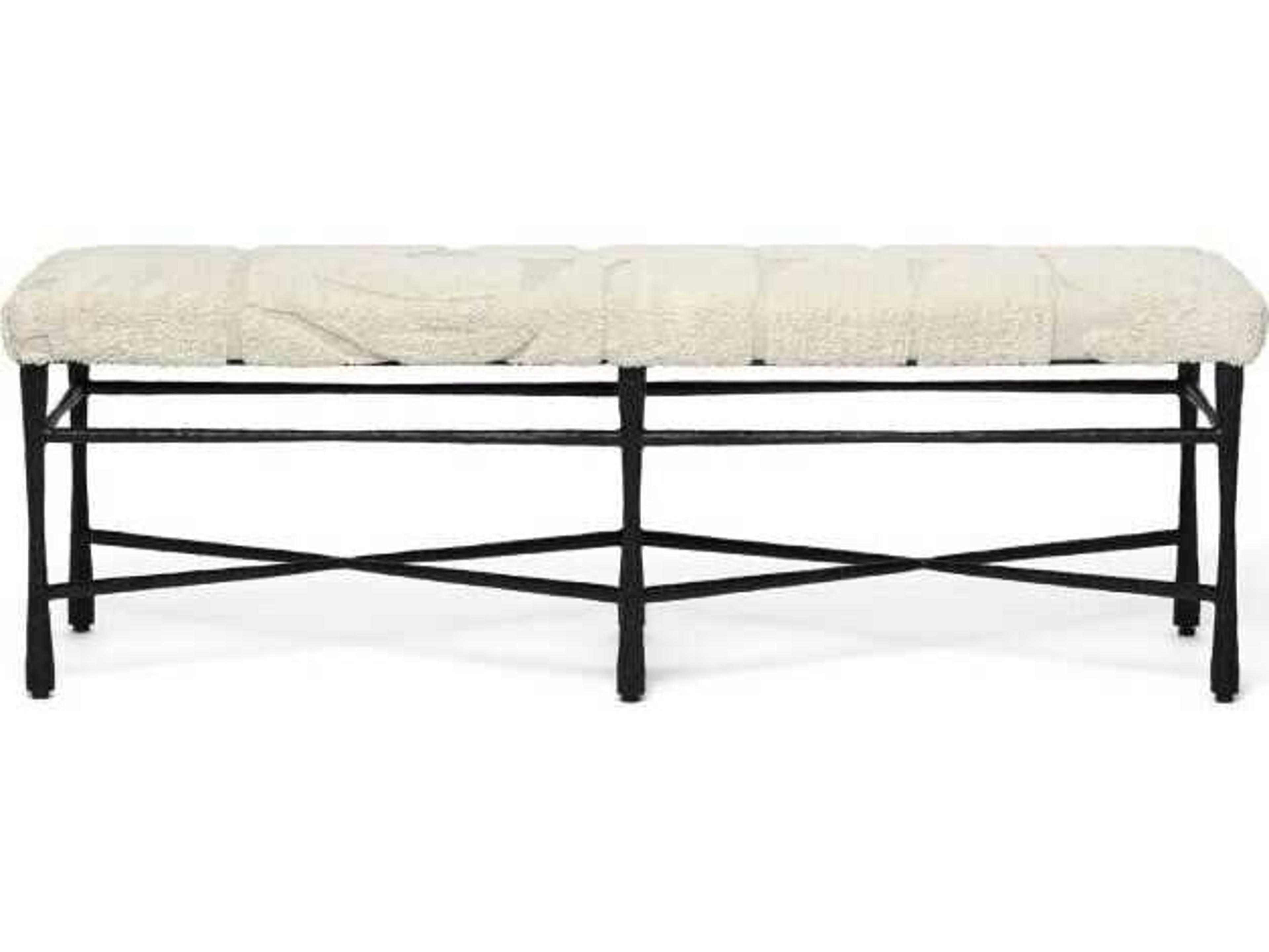 Interlude Home Collins Matte Black Terrain Beige Upholstered Accent Bench
