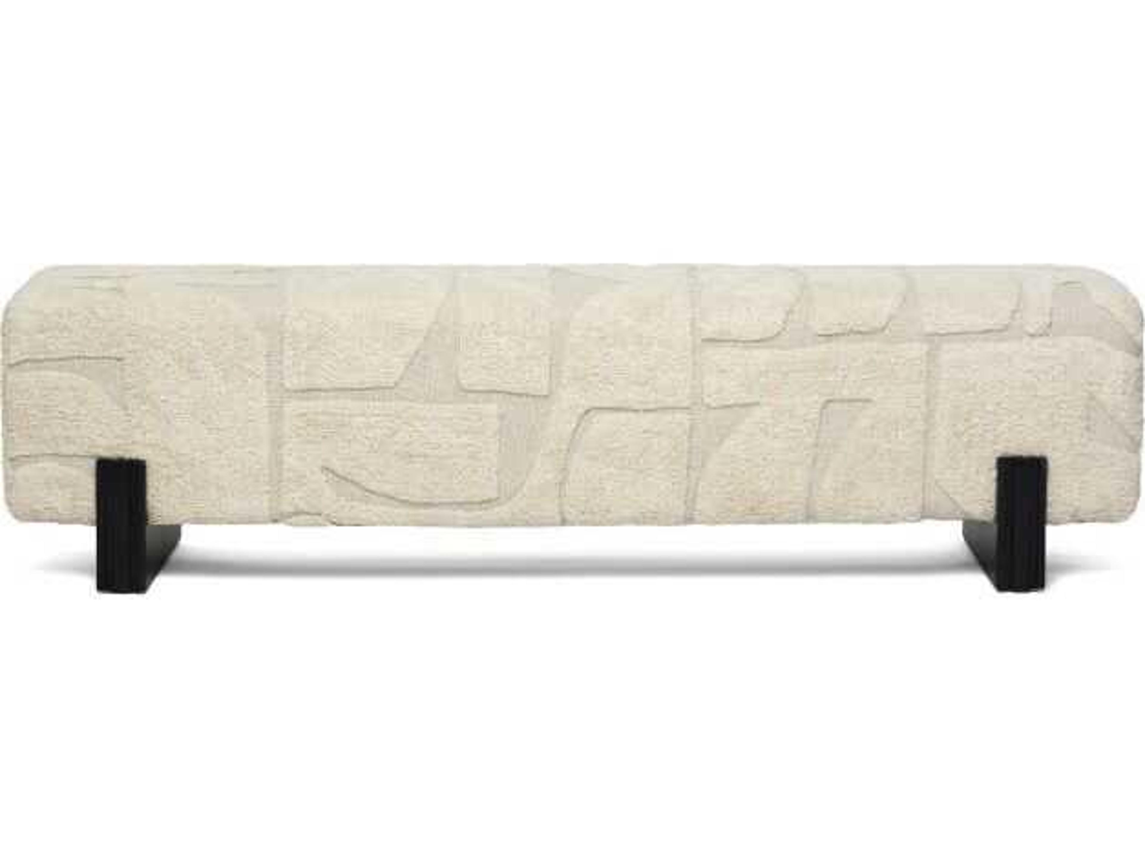 Interlude Home Connor Matte Black Terrain Beige Upholstered Accent Bench