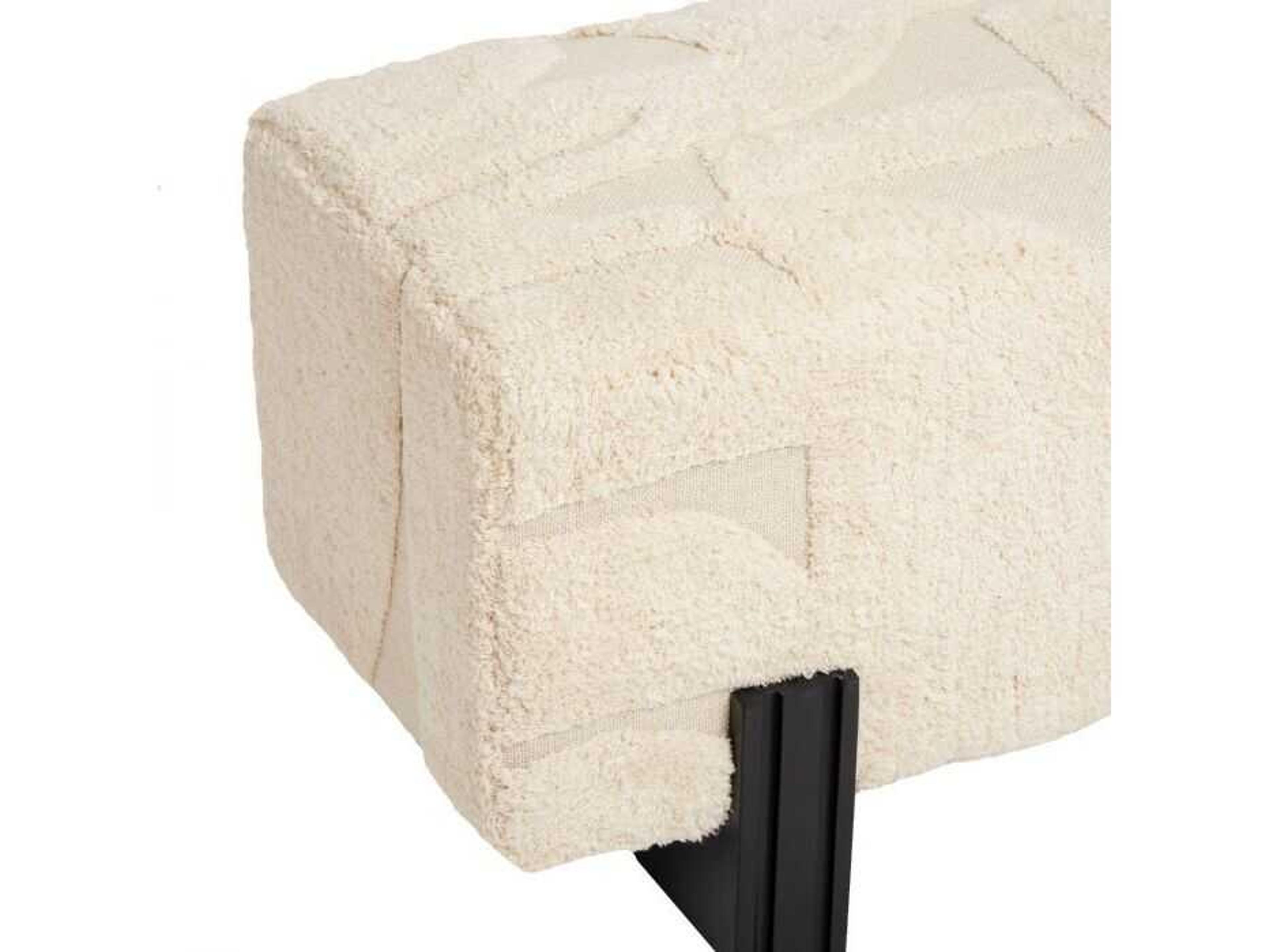 Interlude Home Connor Matte Black Terrain Beige Upholstered Accent Bench