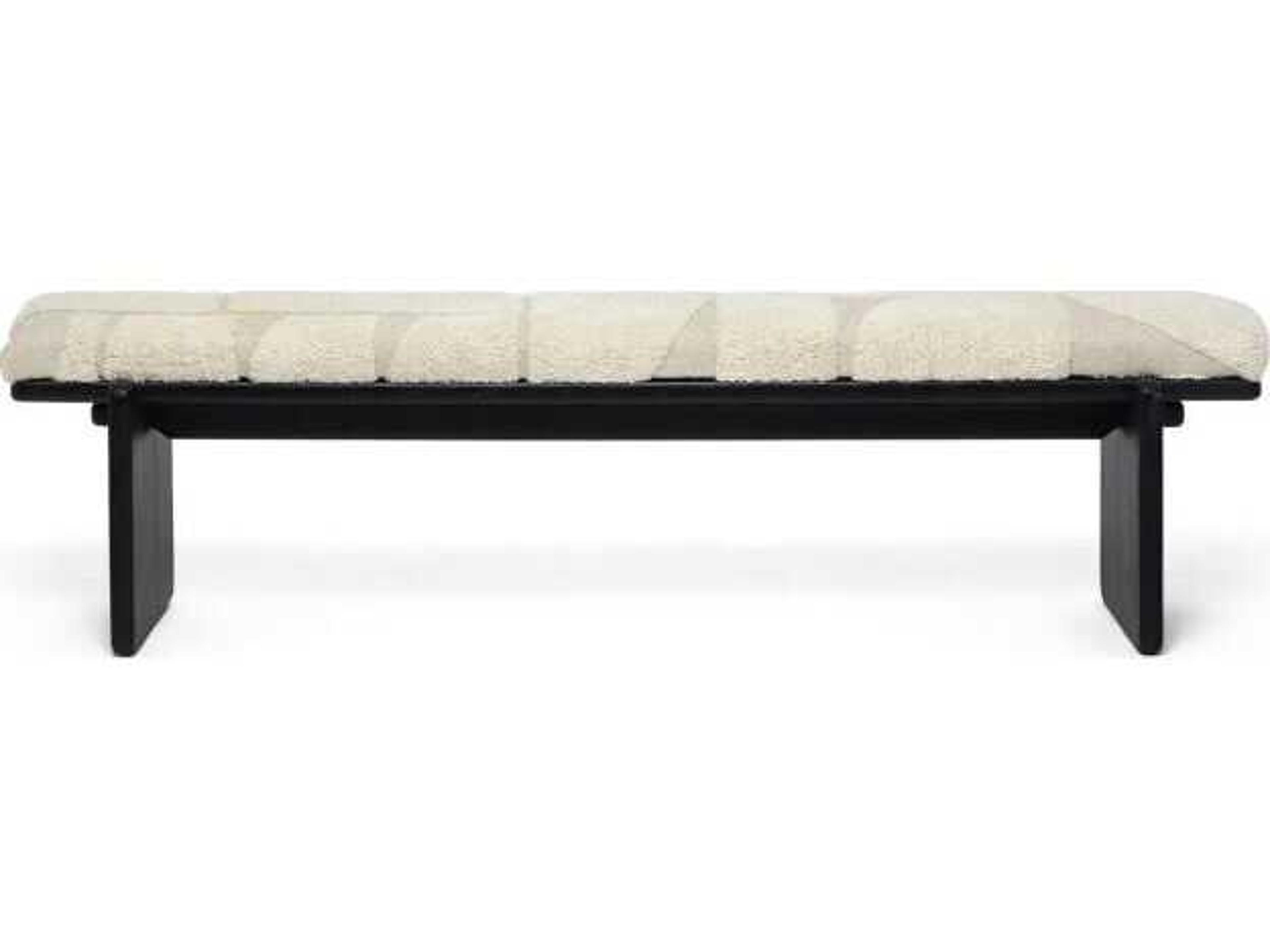 Interlude Home Collier Matte Black Terrain Beige Upholstered Accent Bench