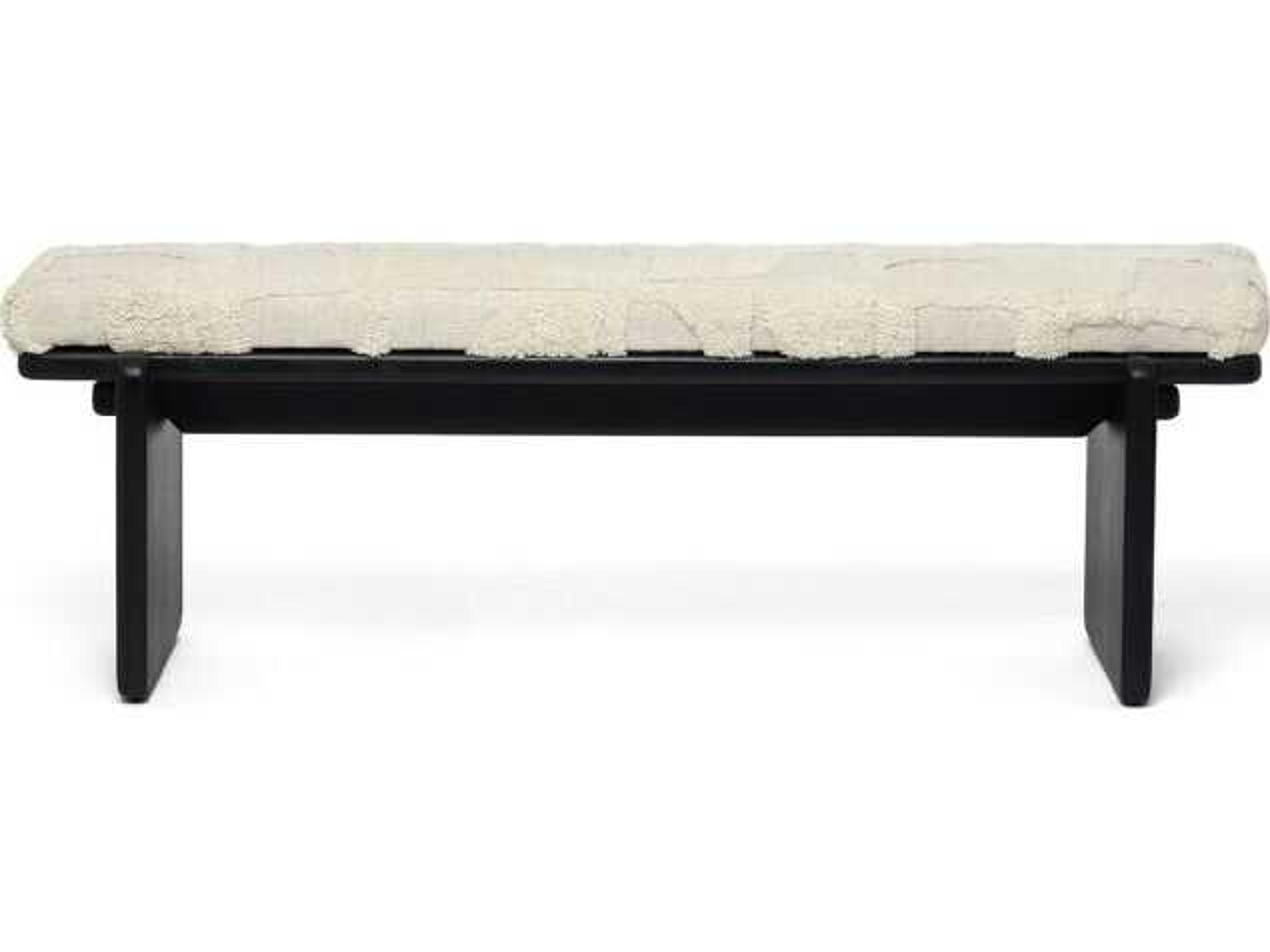 Interlude Home Collier Matte Black Terrain Beige Upholstered Accent Bench