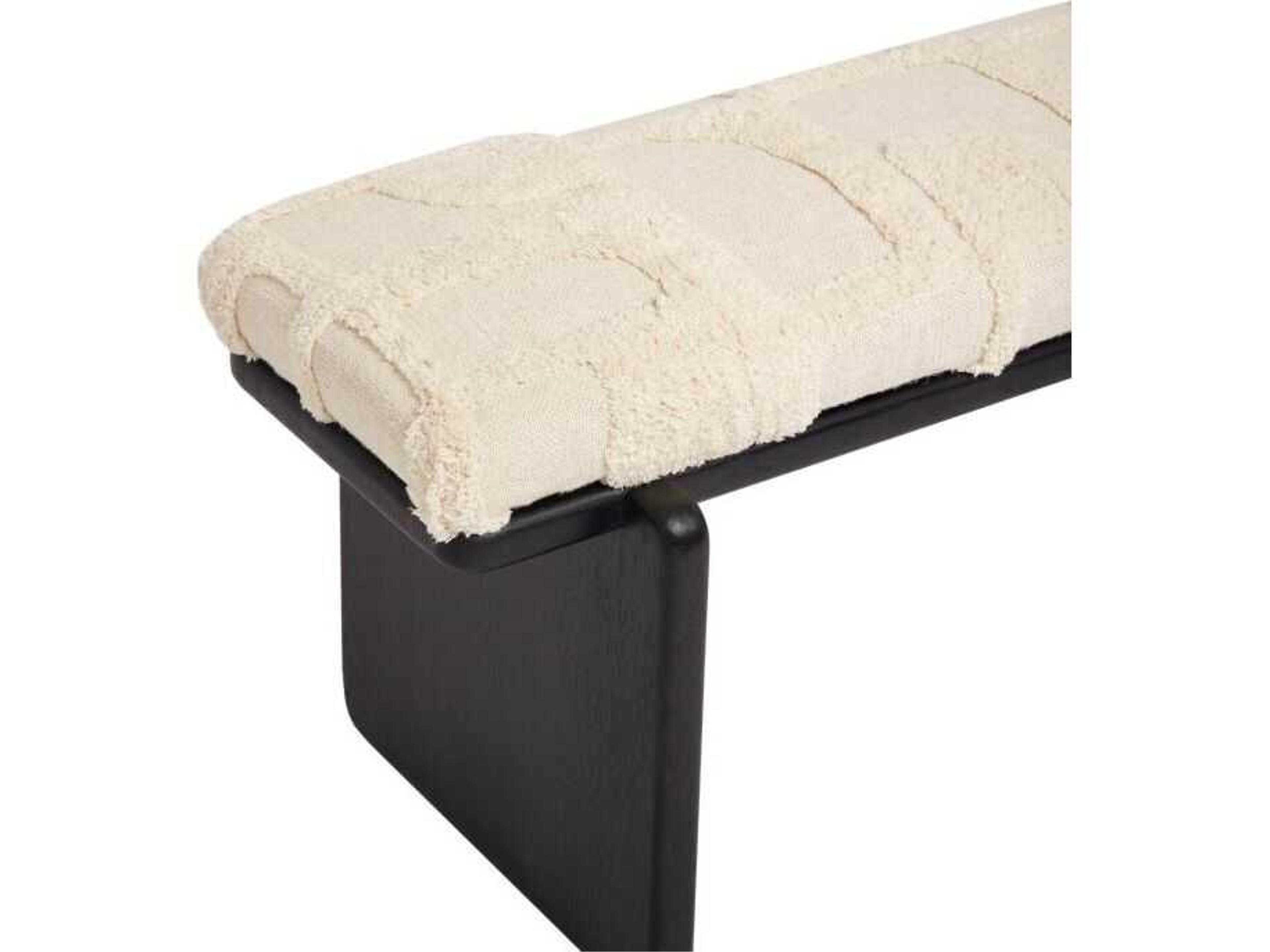 Interlude Home Collier Matte Black Terrain Beige Upholstered Accent Bench