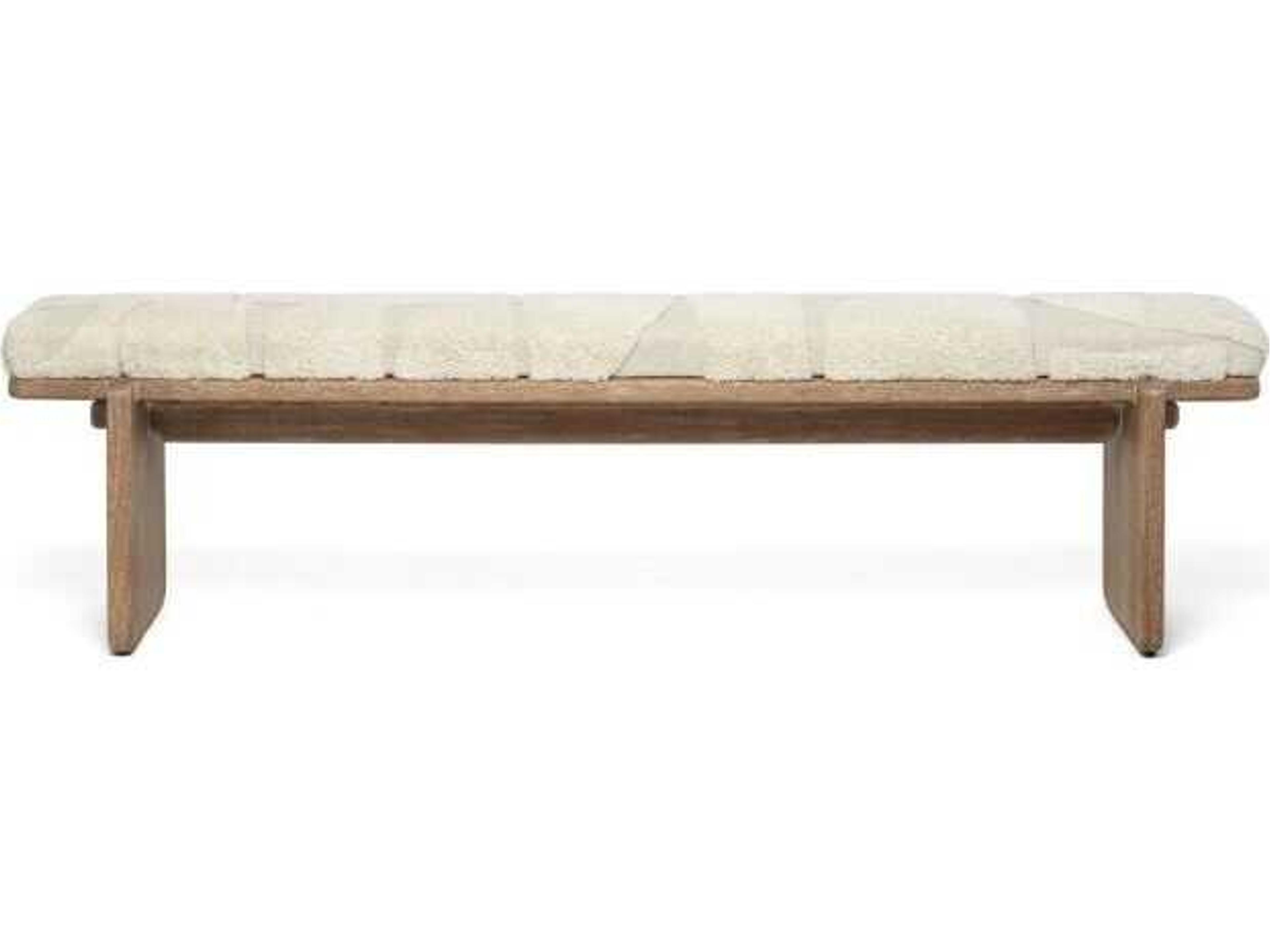 Interlude Home Collier Autumn Brown Terrain Beige Upholstered Accent Bench