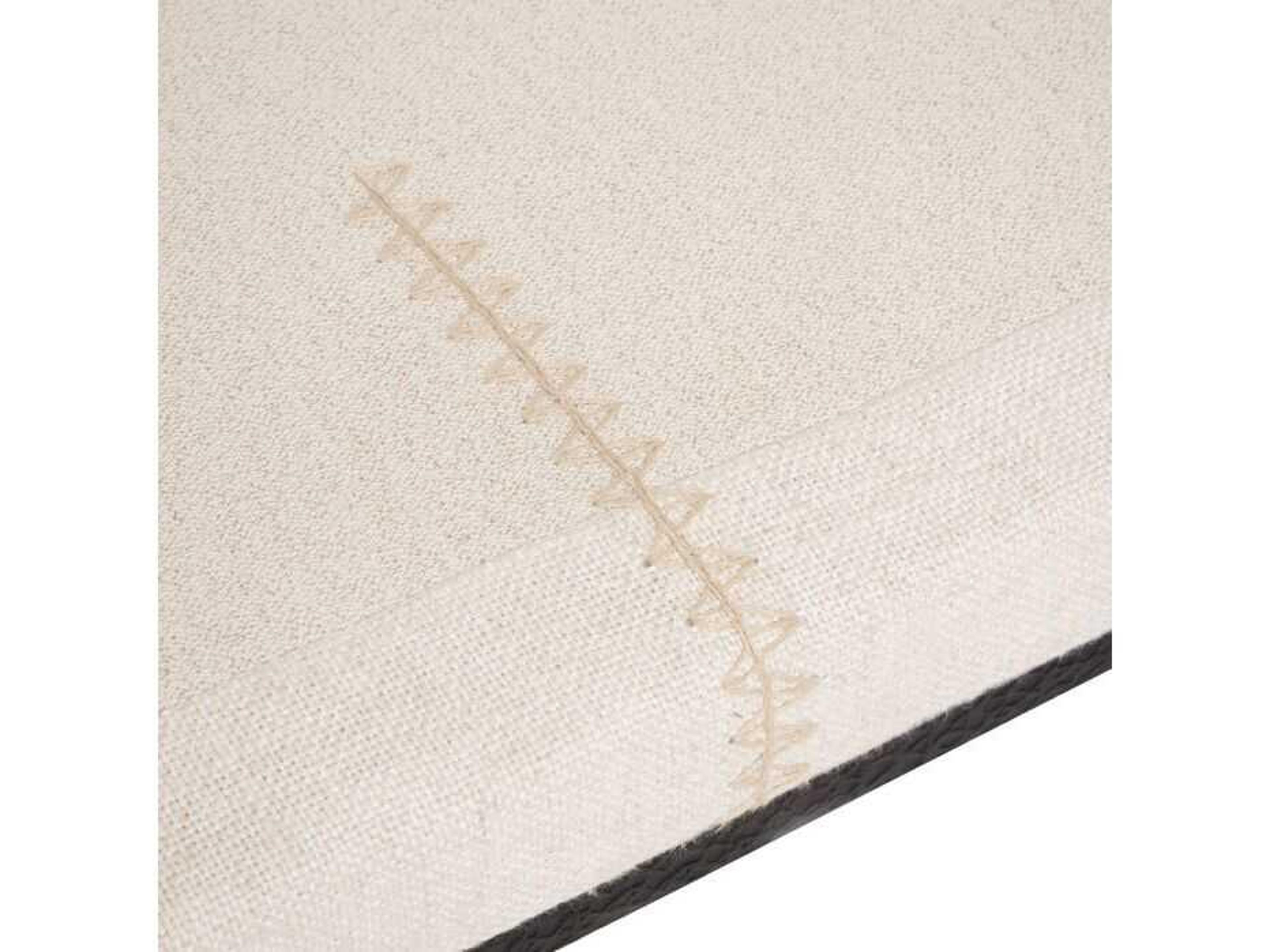 Interlude Home Cecile Matte Black Rye Beige Upholstered Accent Bench