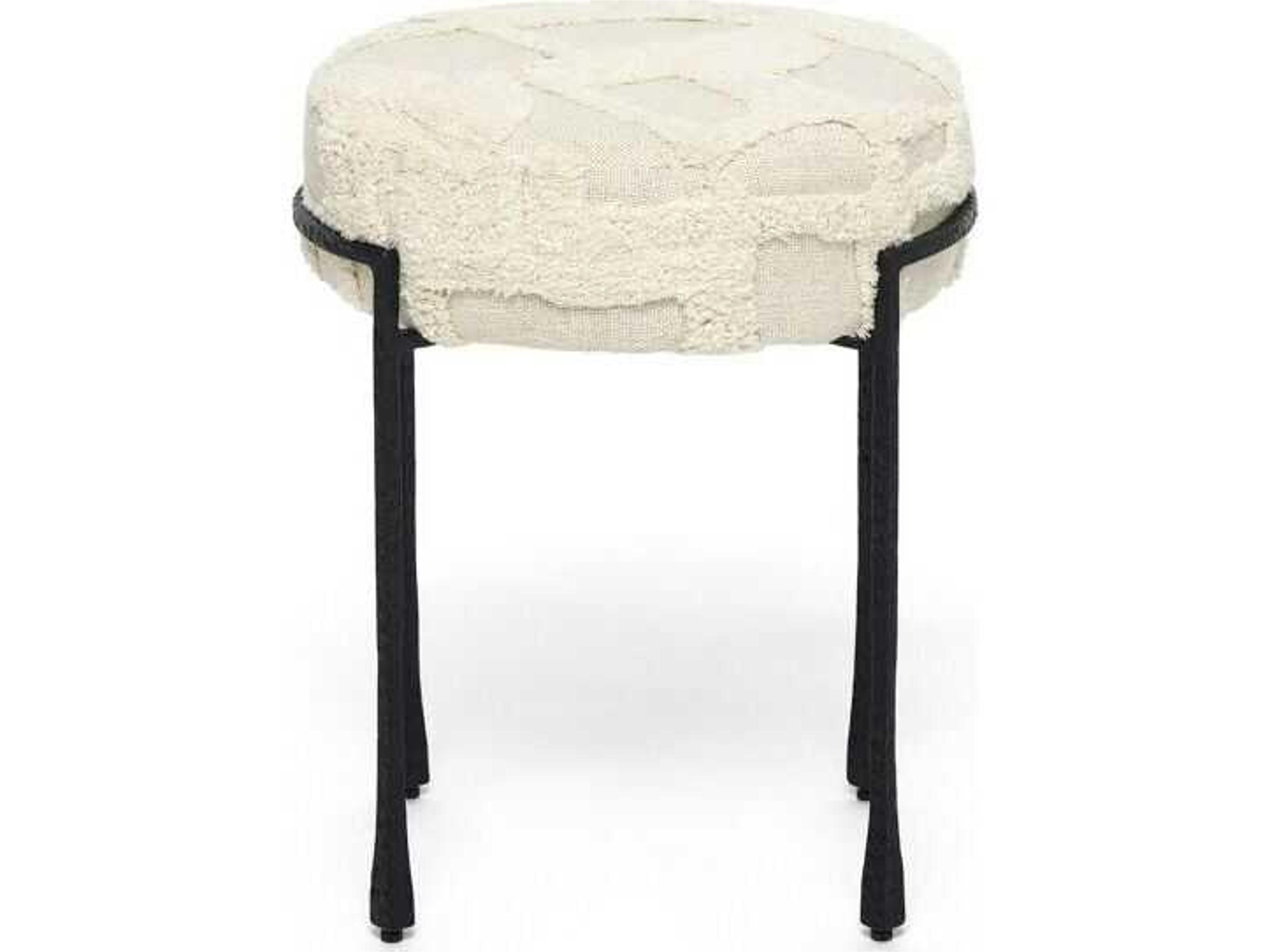 Interlude Home Cade Matte Black Terrain Beige Upholstered Ottoman