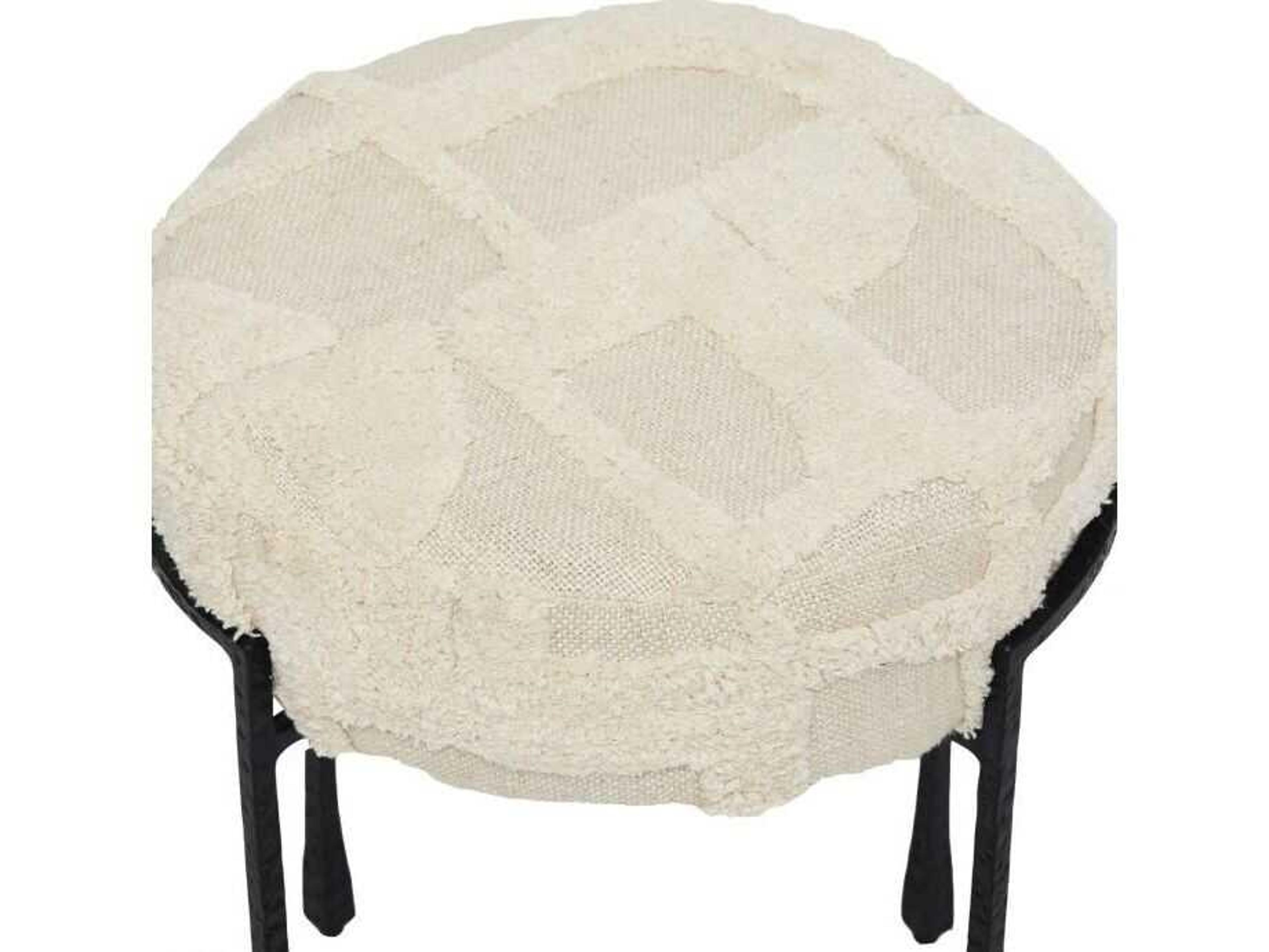 Interlude Home Cade Matte Black Terrain Beige Upholstered Ottoman