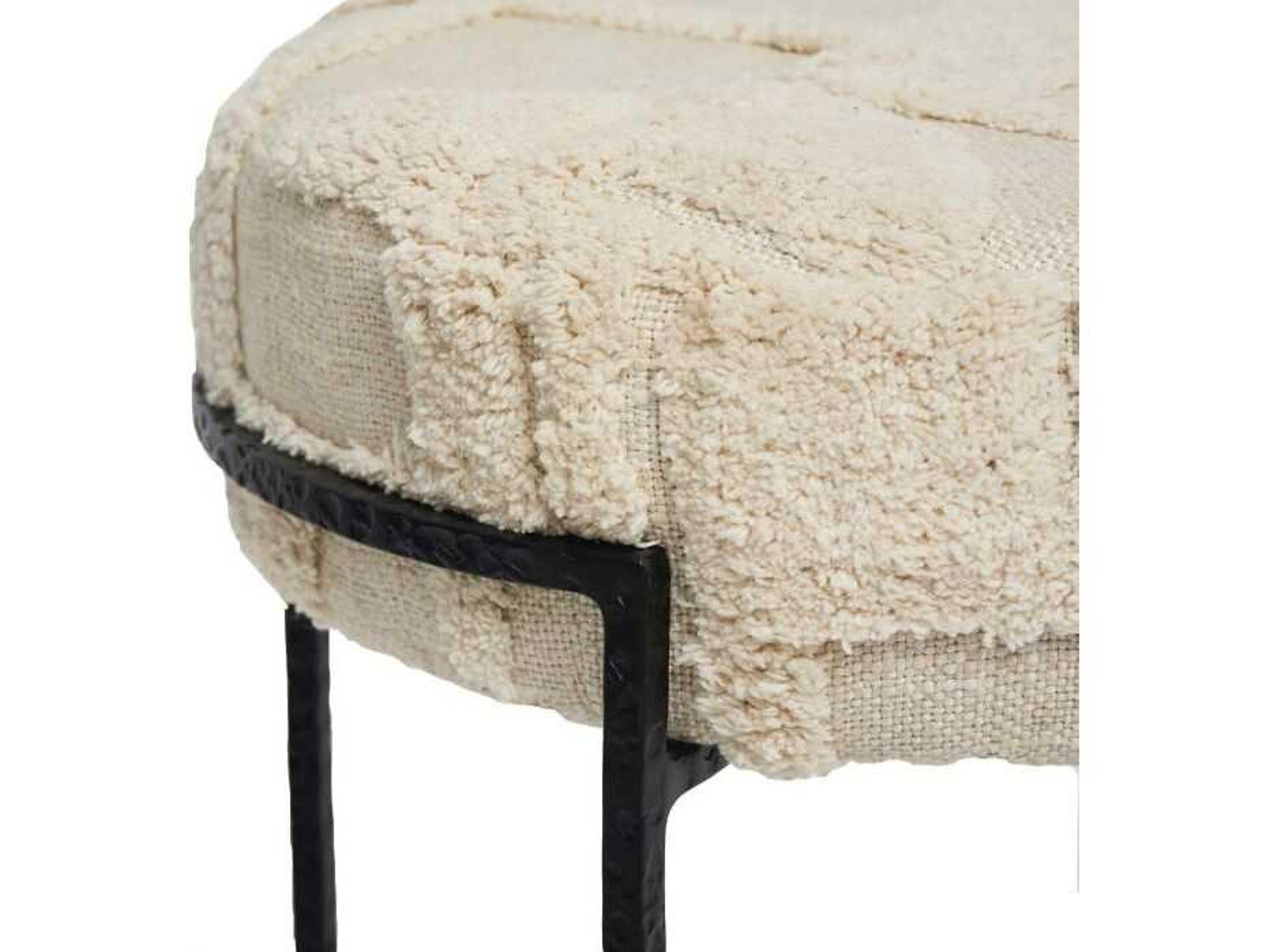 Interlude Home Cade Matte Black Terrain Beige Upholstered Ottoman