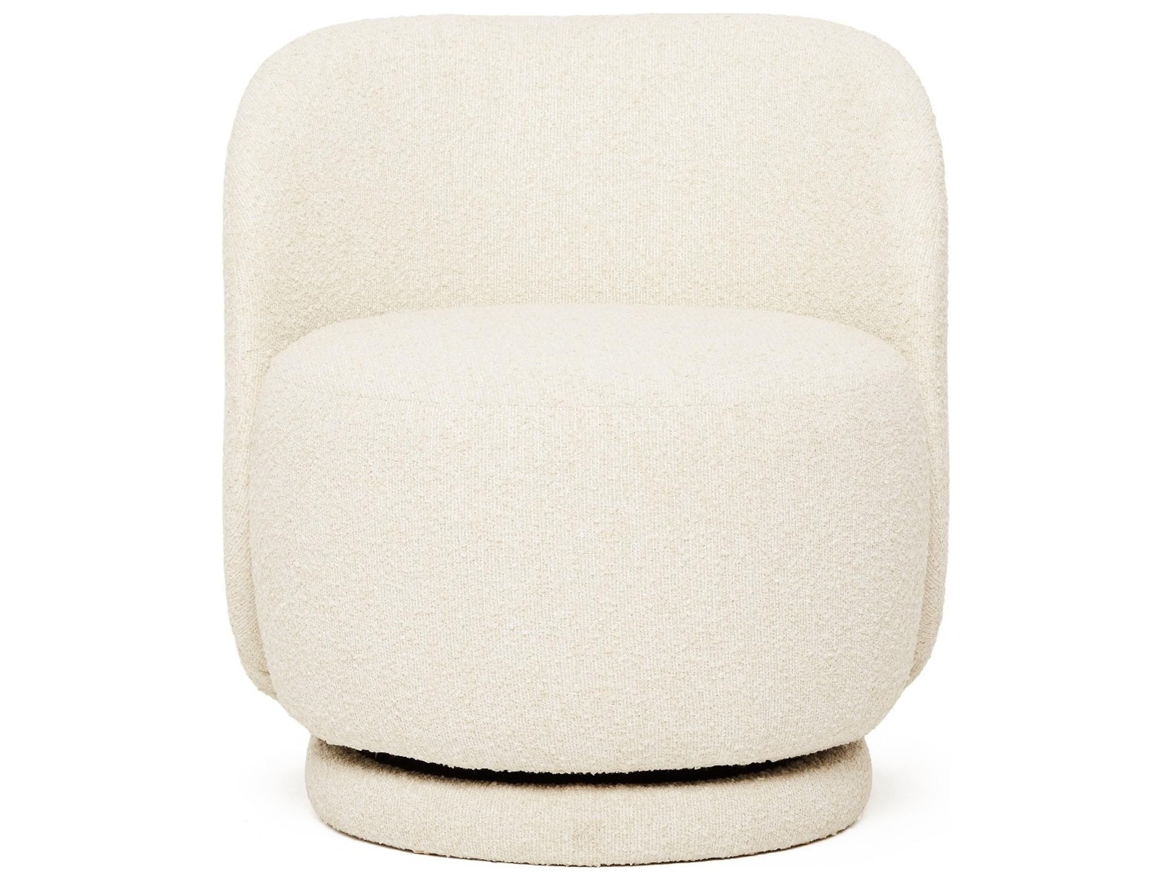 Interlude Home Oslo Swivel White Accent Chair
