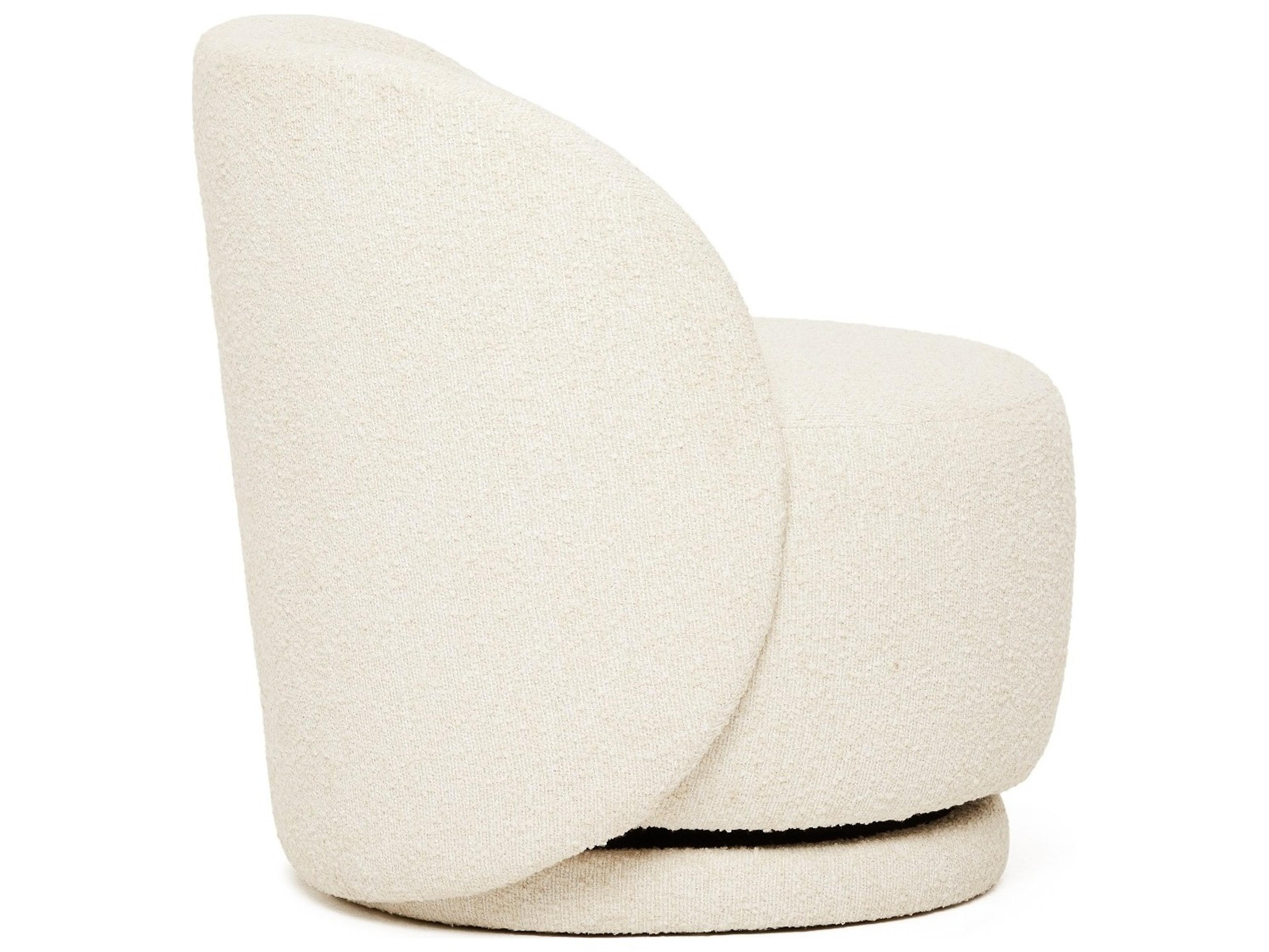 Interlude Home Oslo Swivel White Accent Chair