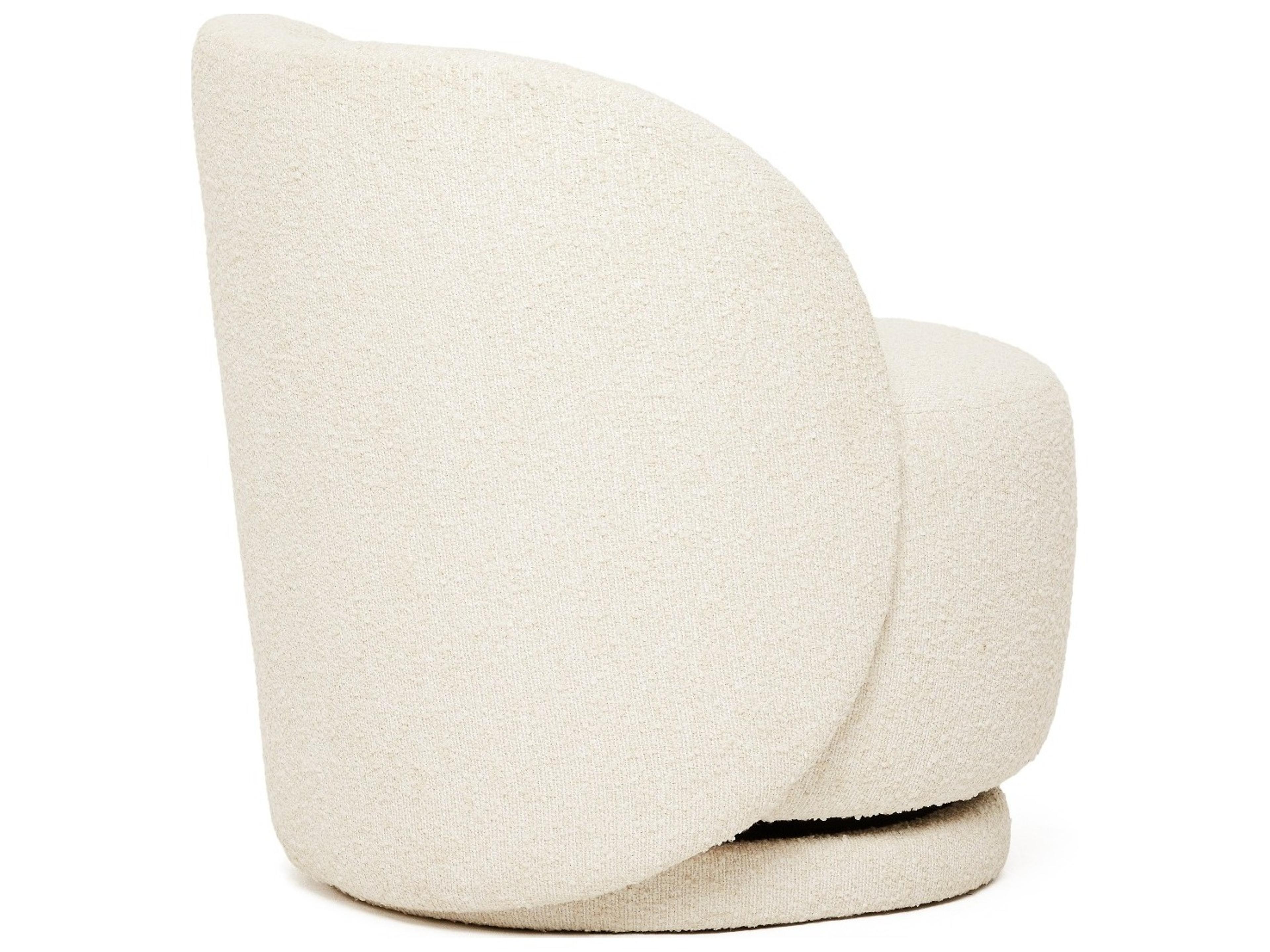 Interlude Home Oslo Swivel White Accent Chair