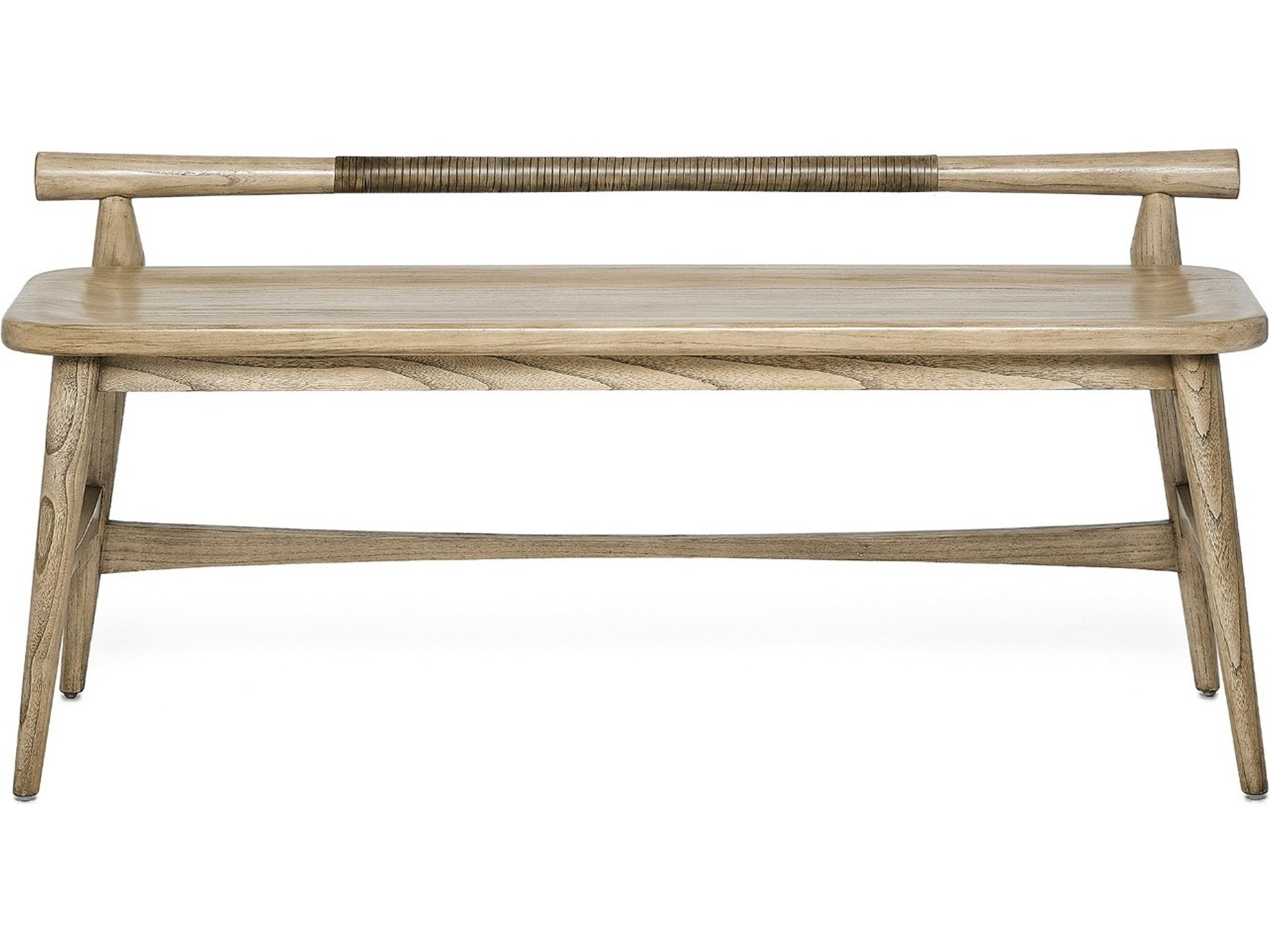 Interlude Home Madeira Washed Taupe Beige Accent Bench