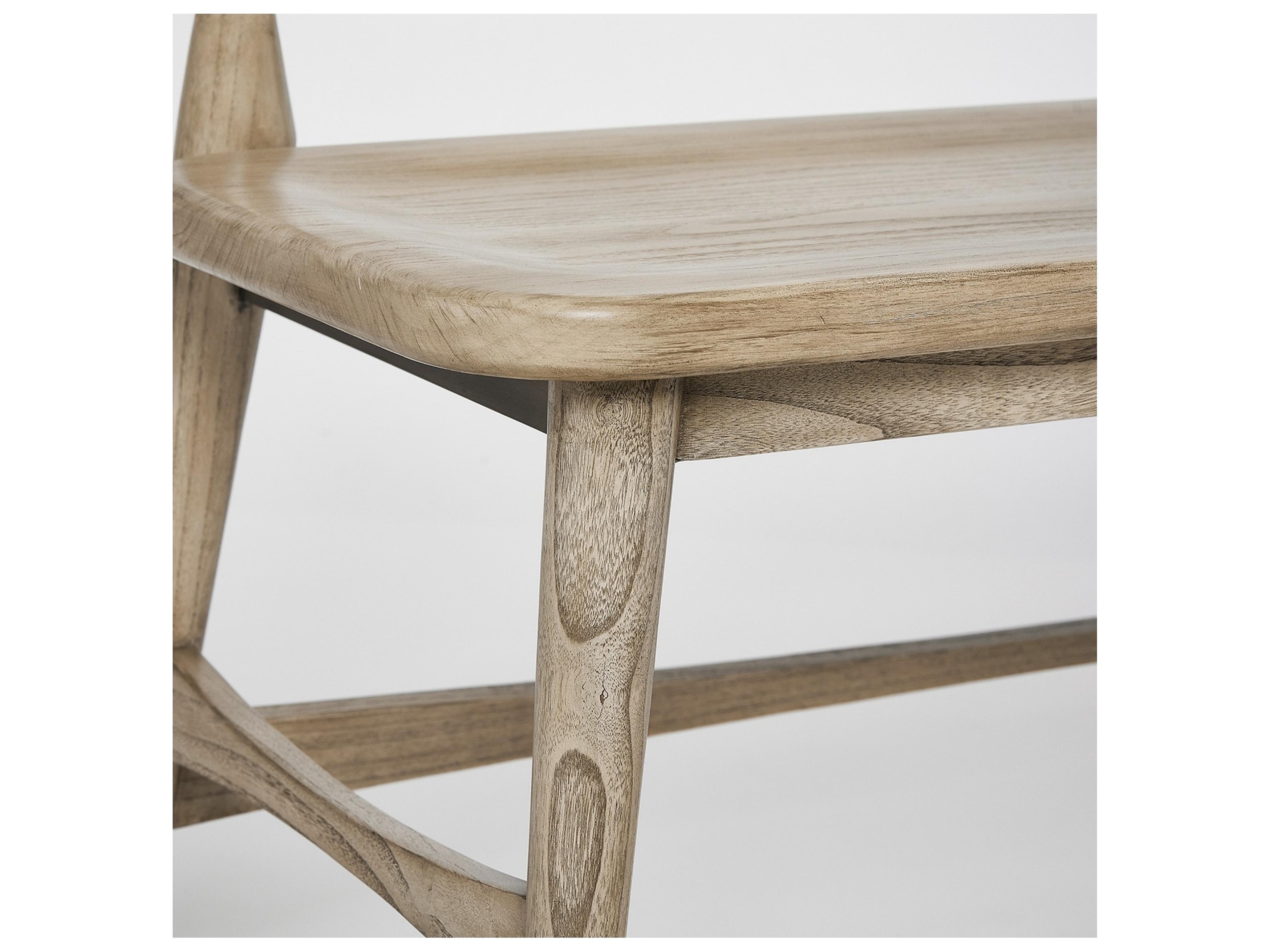 Interlude Home Madeira Washed Taupe Beige Accent Bench