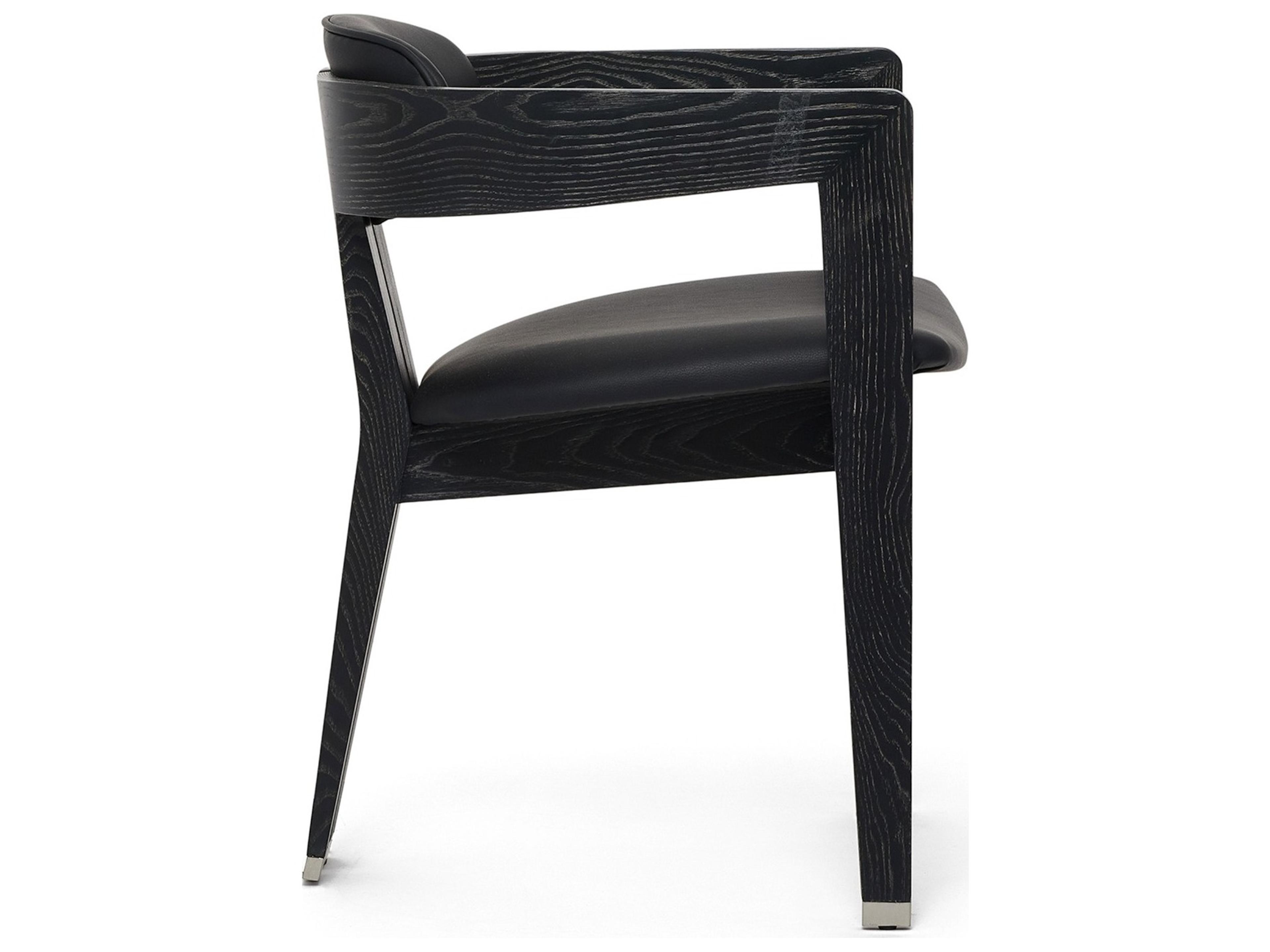 Interlude Home Maryl Ash Wood Black Leather Arm Dining Chair