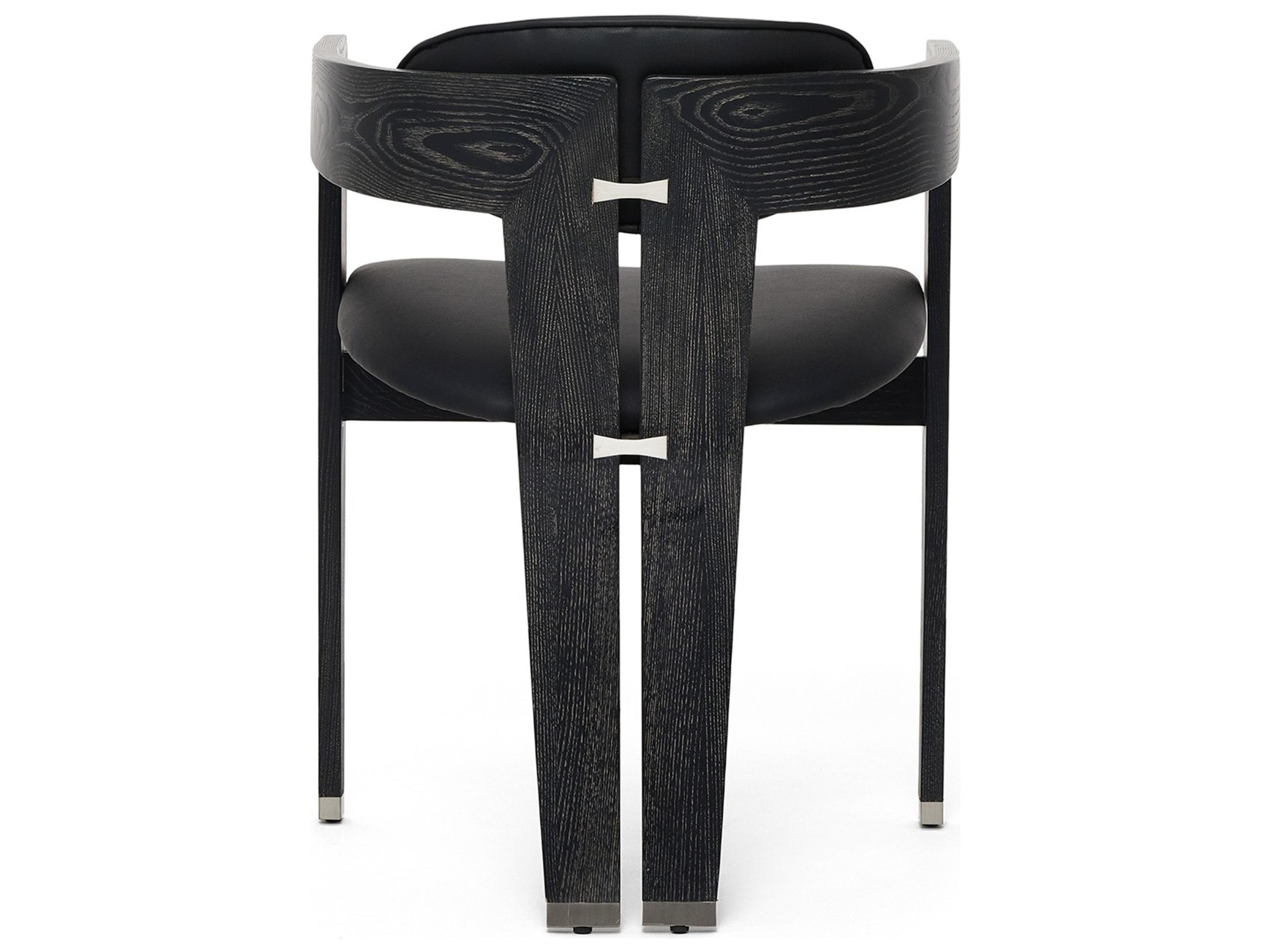 Interlude Home Maryl Ash Wood Black Leather Arm Dining Chair