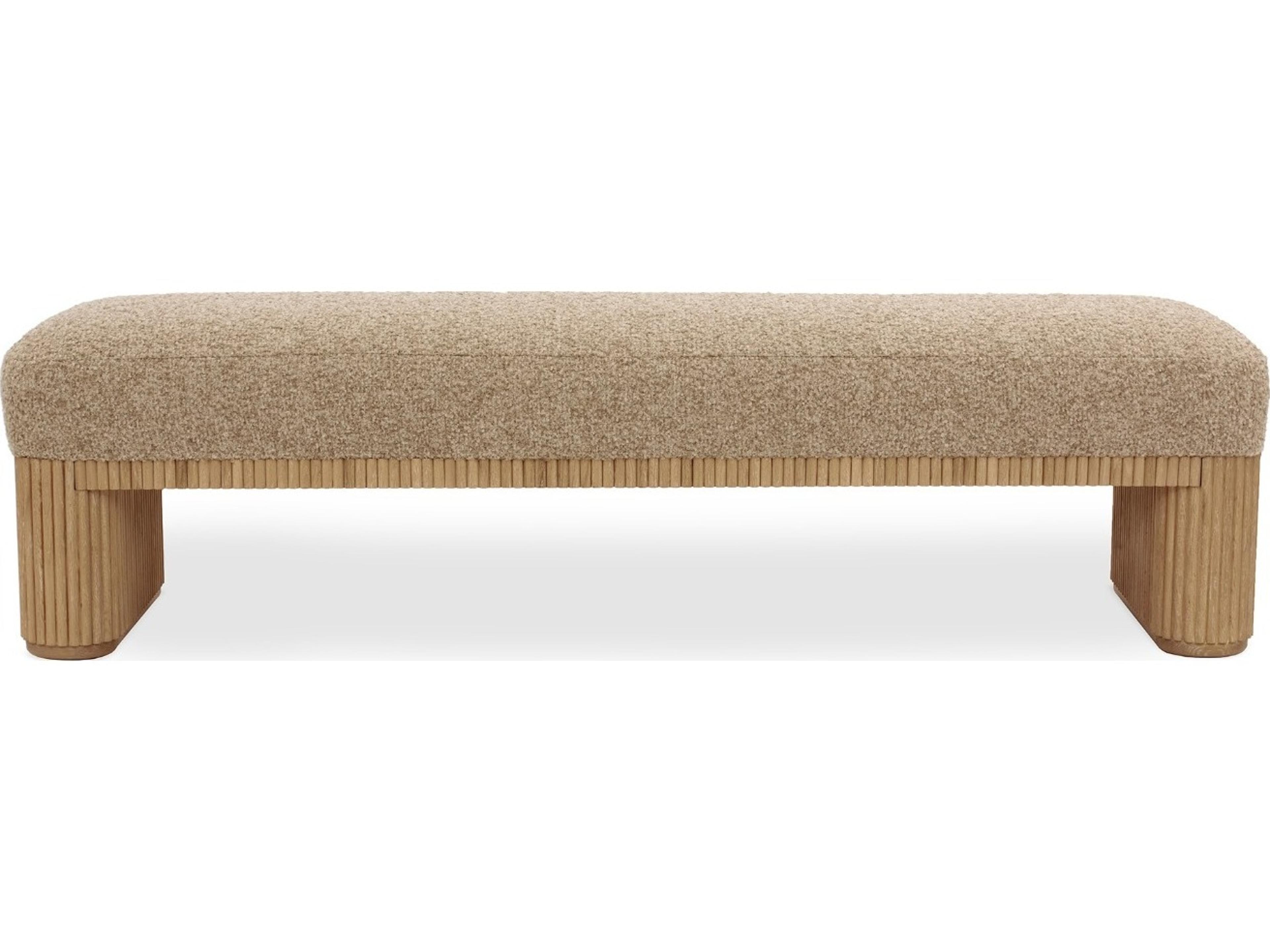 Interlude Home Laurel Saddle Finch Beige Upholstered Accent Bench