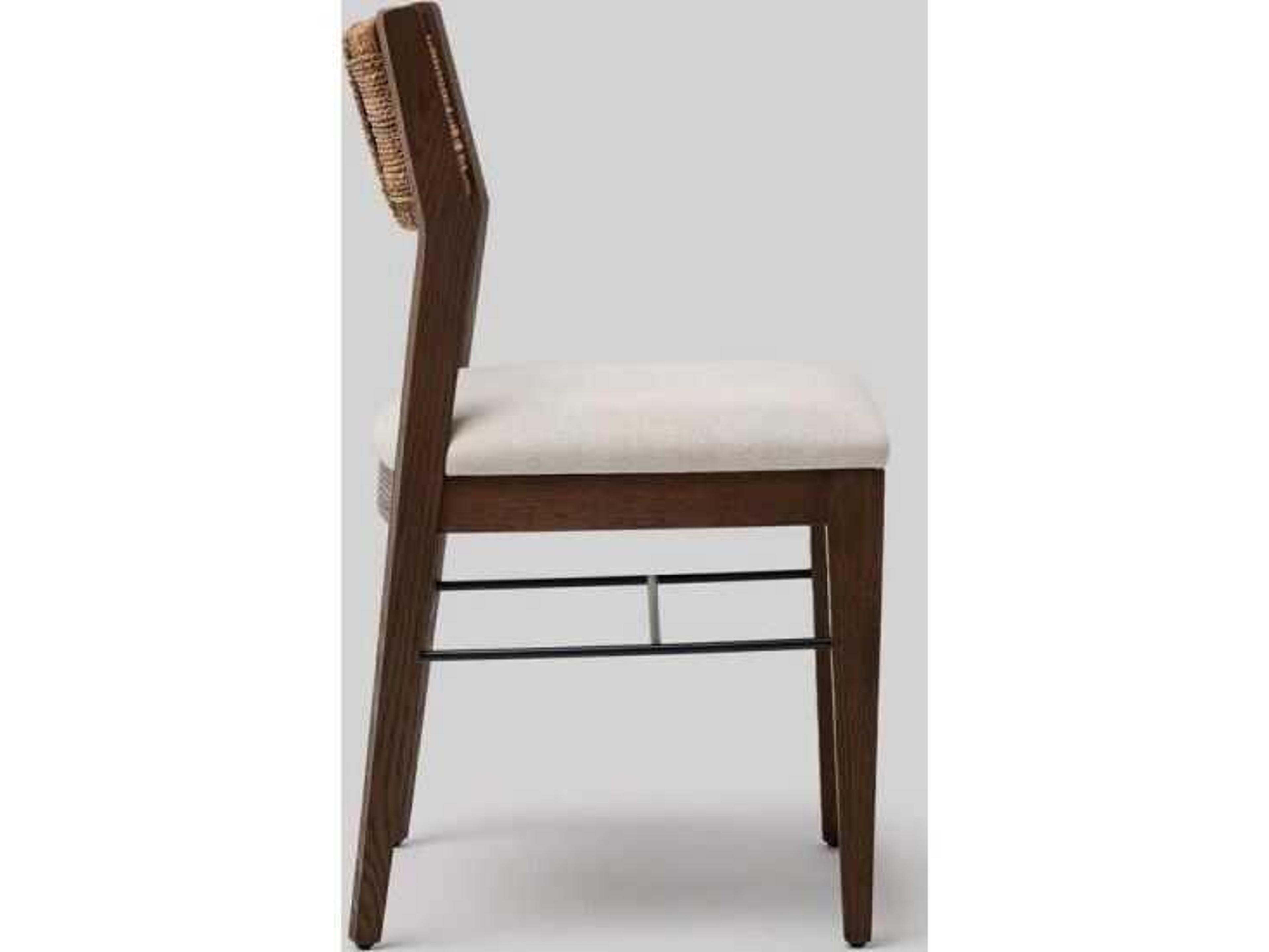 Interlude Home Colony Oak Wood Black Upholstered Armless Dining Chair