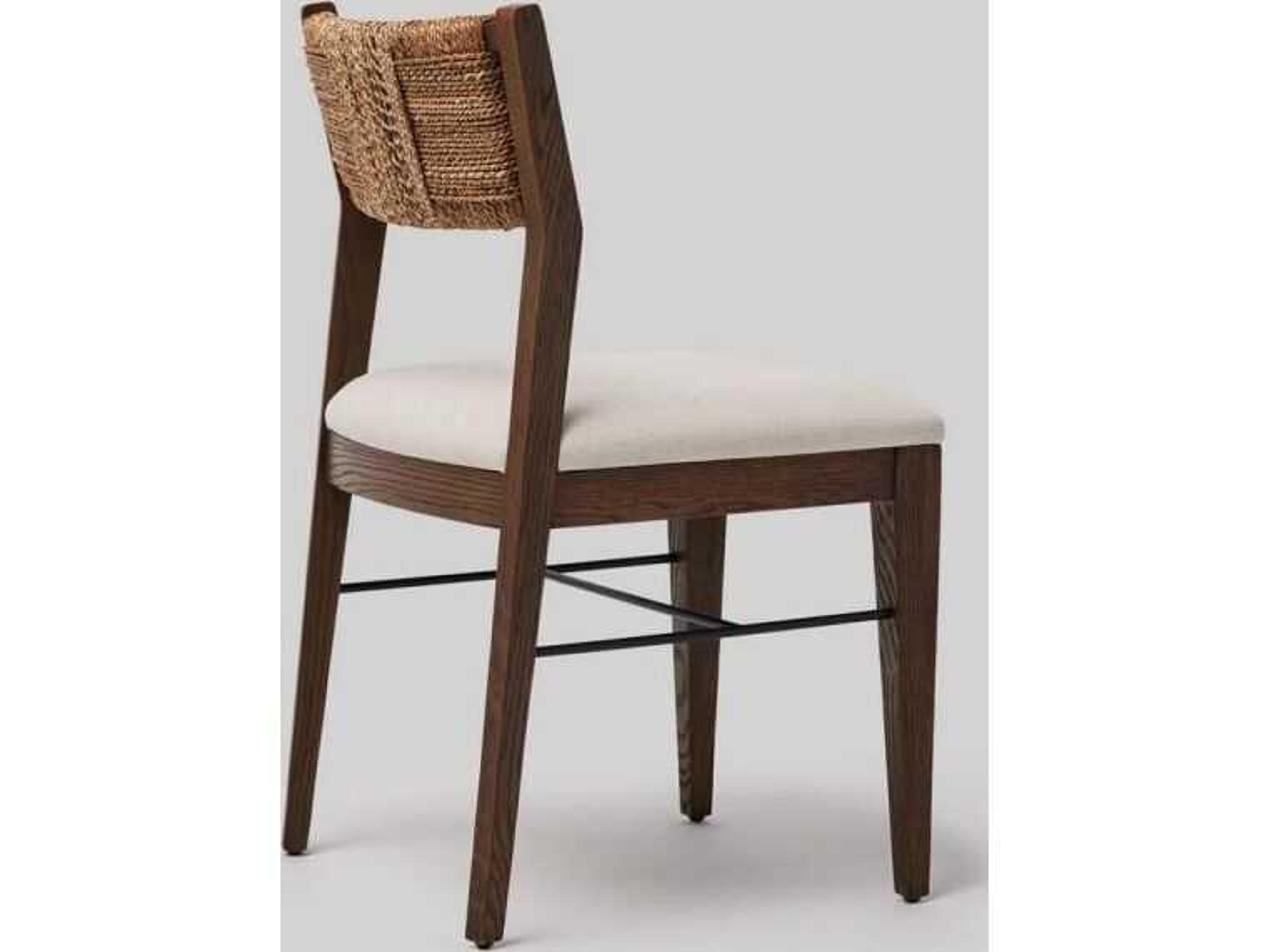 Interlude Home Colony Oak Wood Black Upholstered Armless Dining Chair
