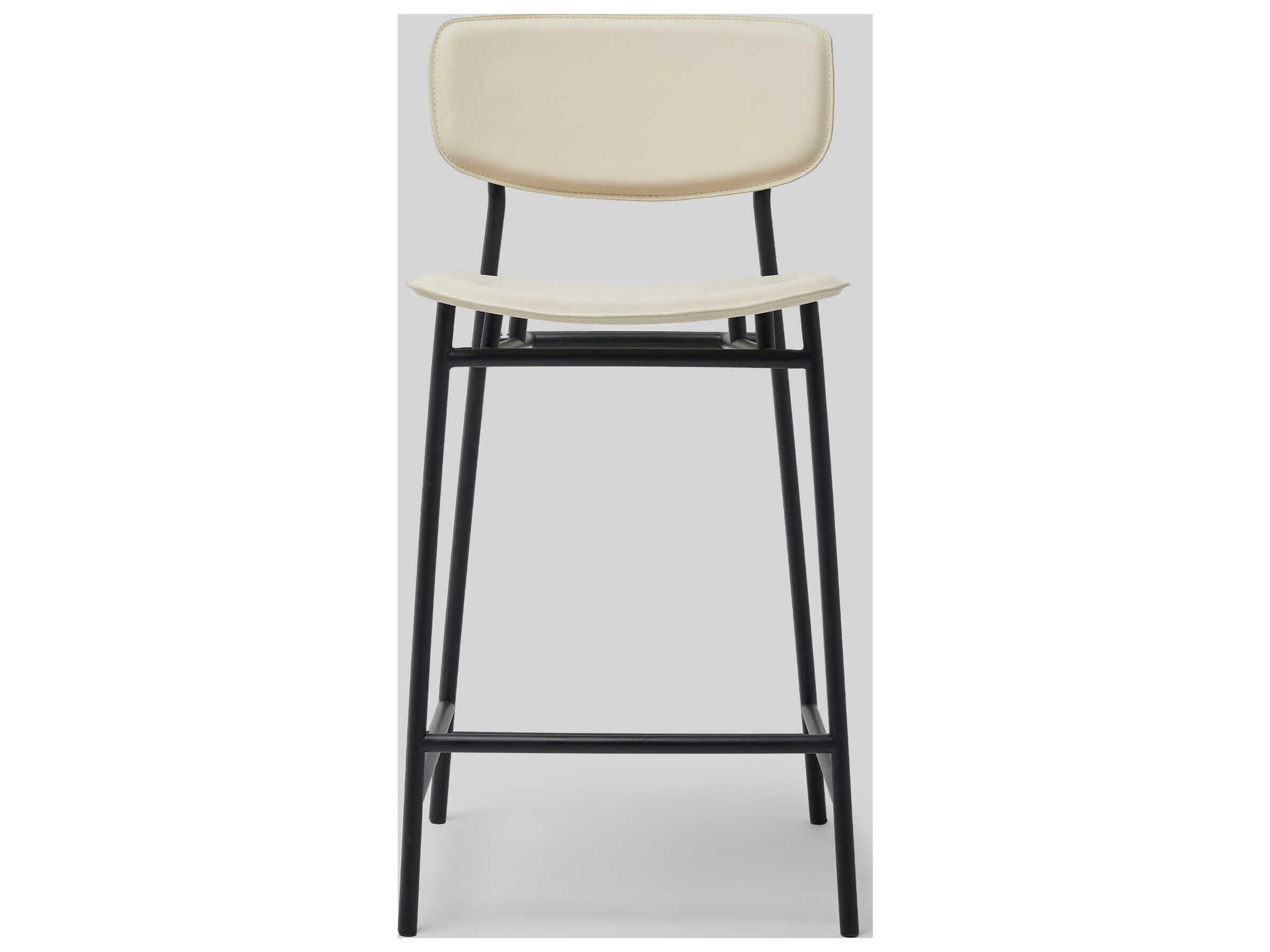 Interlude Home Albert Matte Black Macadamia Leather Counter Stool
