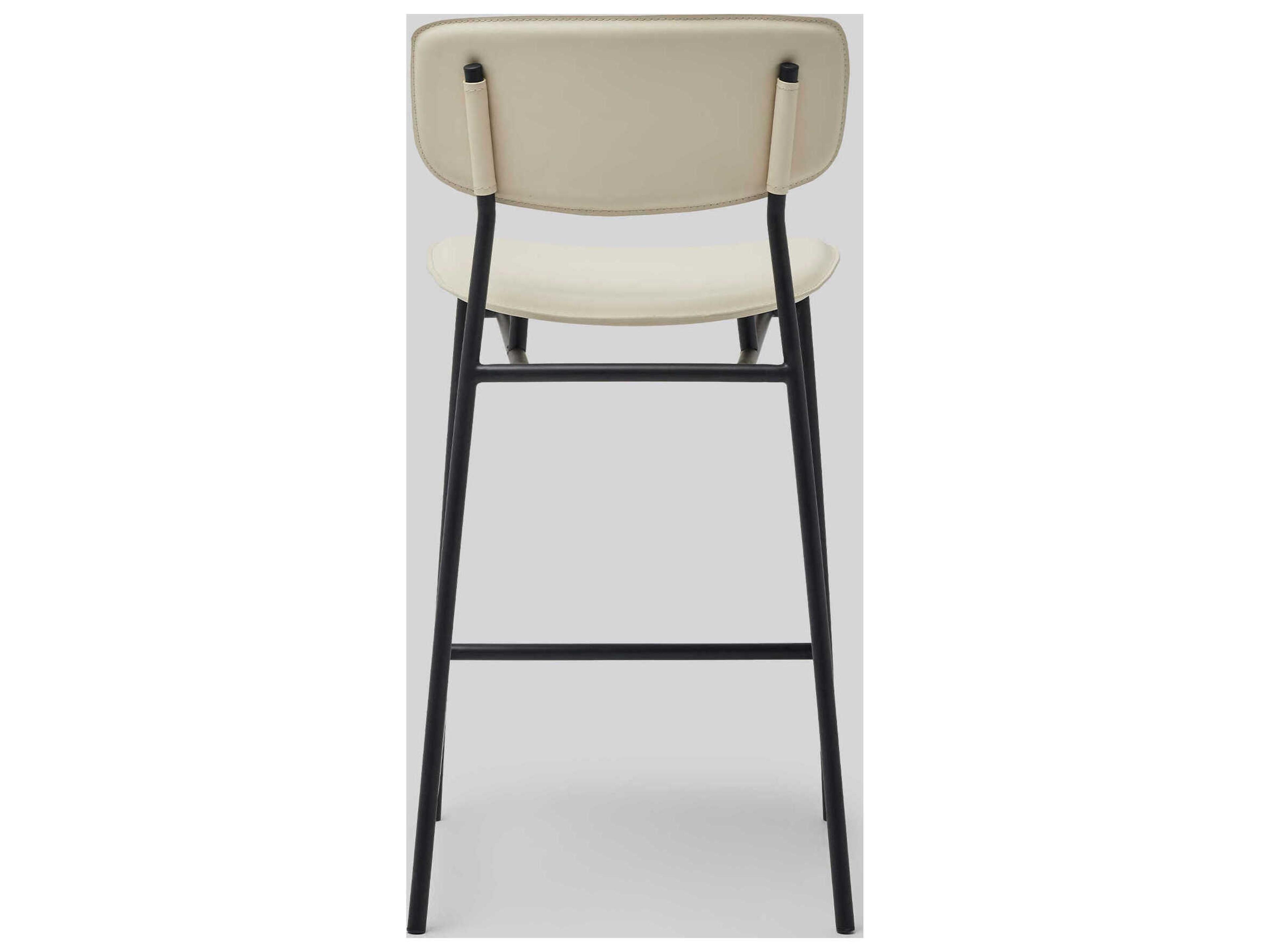 Interlude Home Albert Matte Black Macadamia Leather Counter Stool