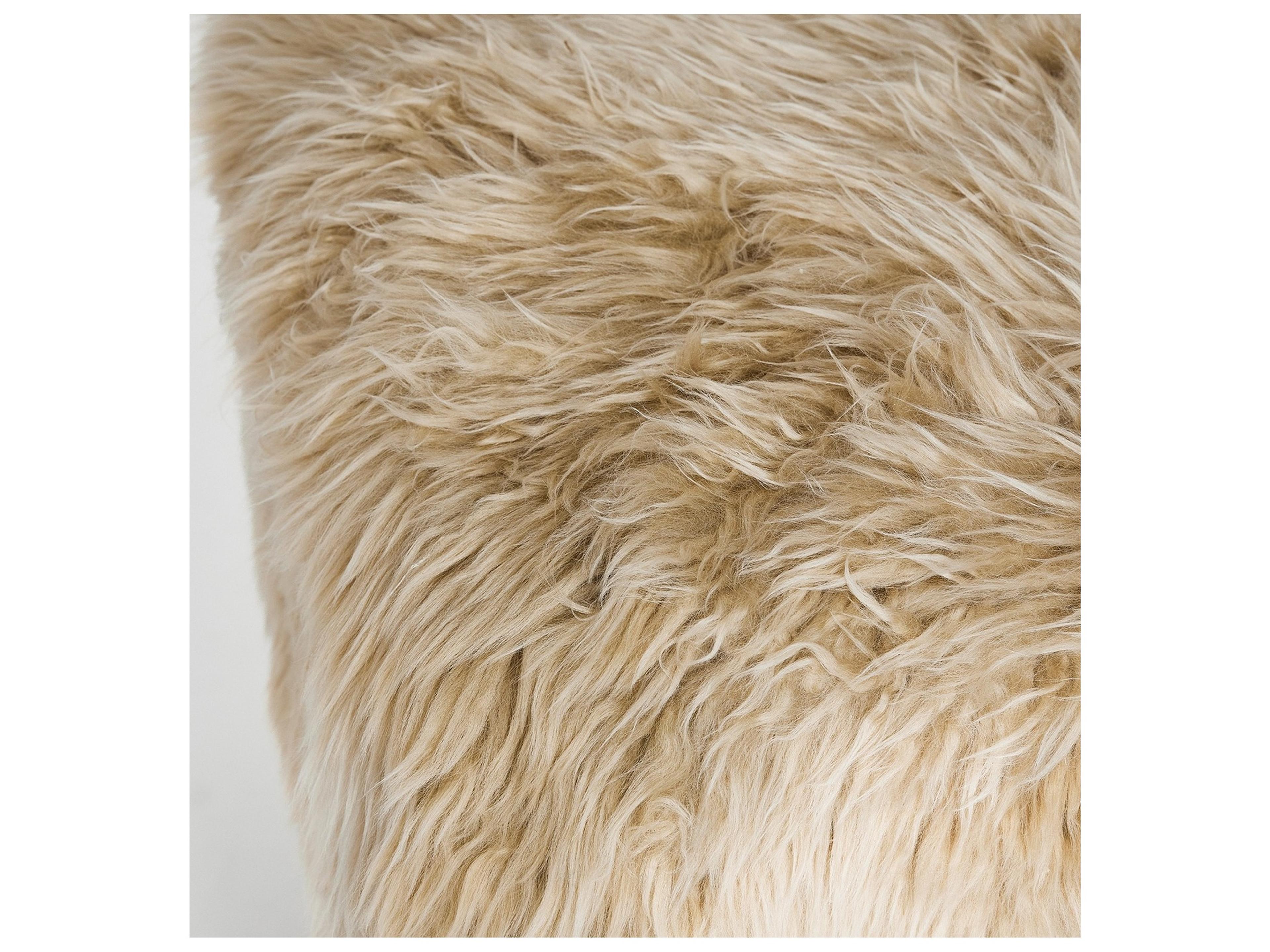 Interlude Home Noah Autumn Brown Morel Taupe Beige Fur Accent Stool