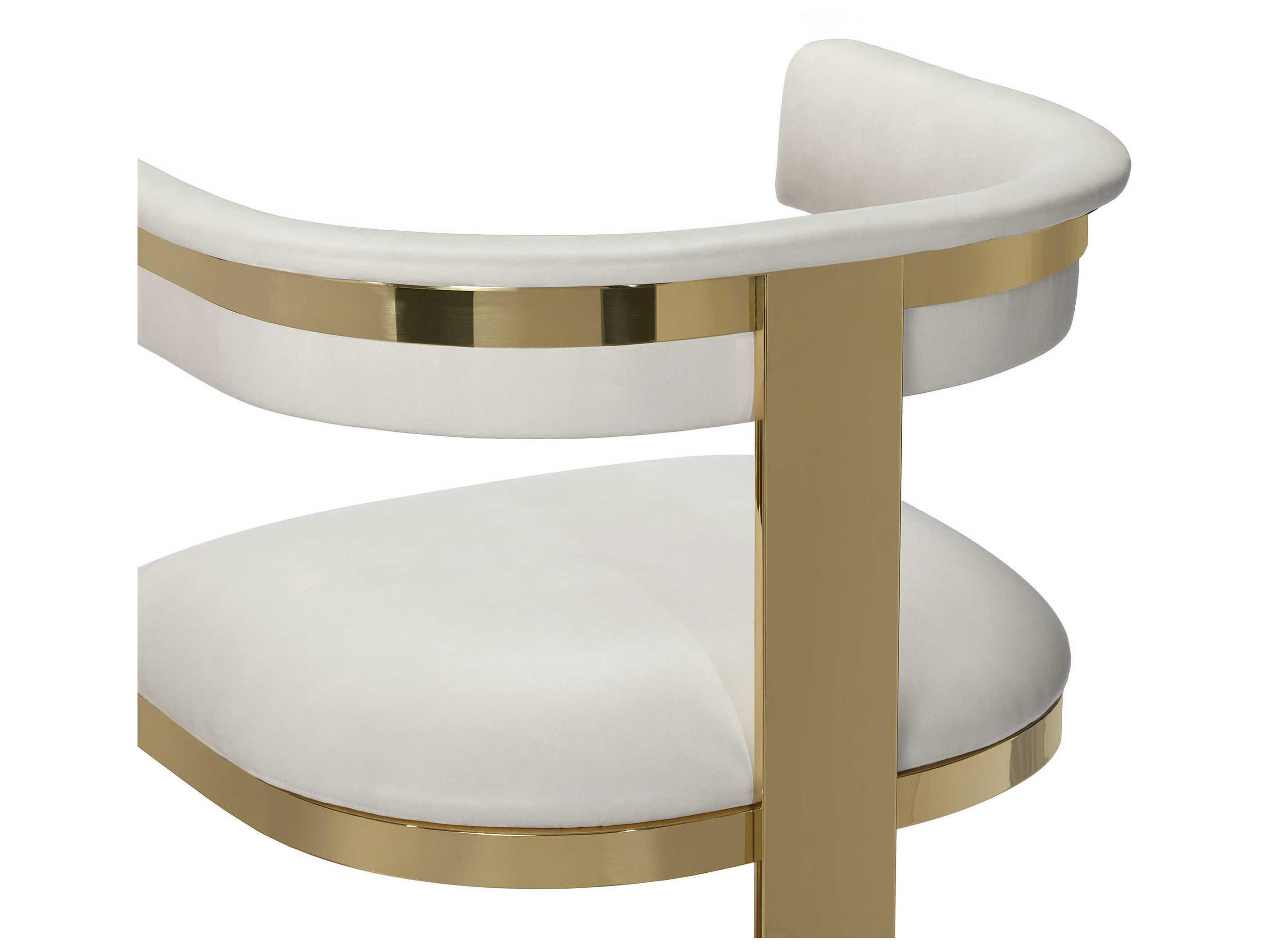 Interlude Home Darcy Leather Shiny Brass Buff Cream Bar Stool