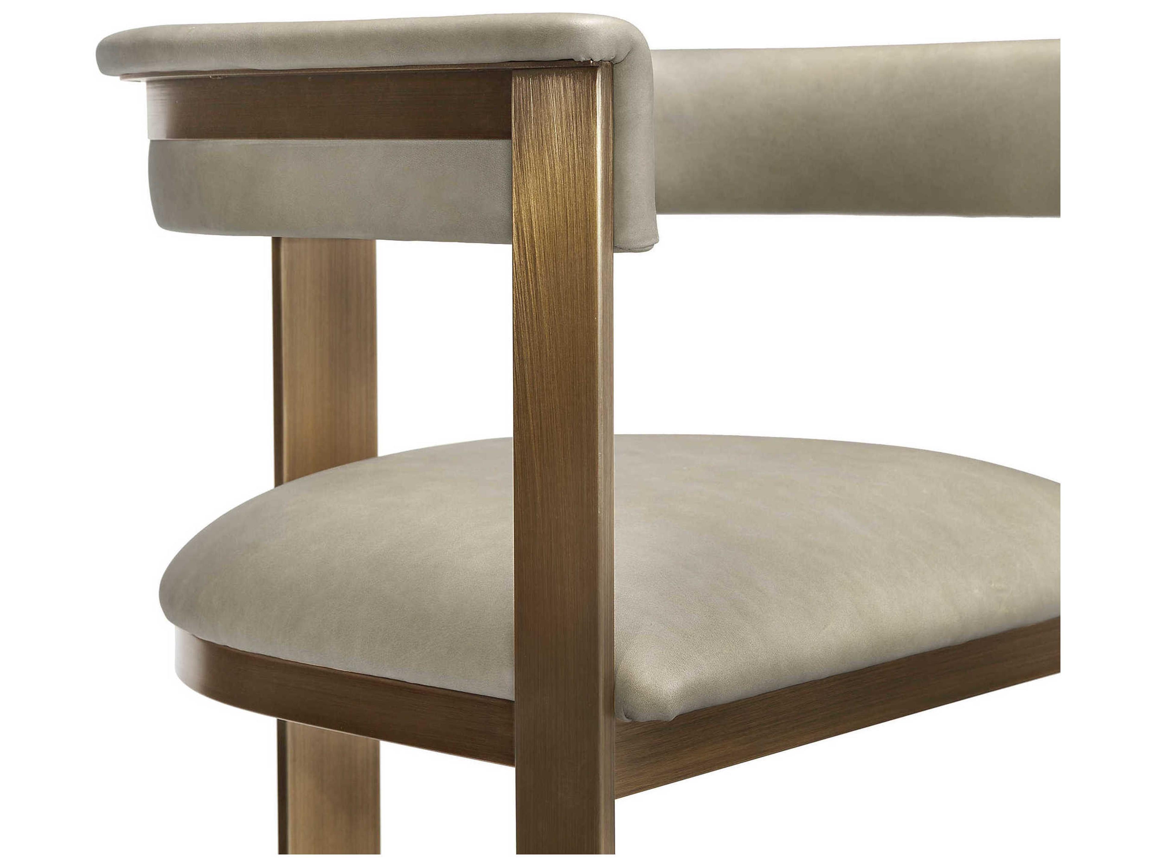 Interlude Home Darcy Leather Antique Bronze Fawn Taupe Bar Stool