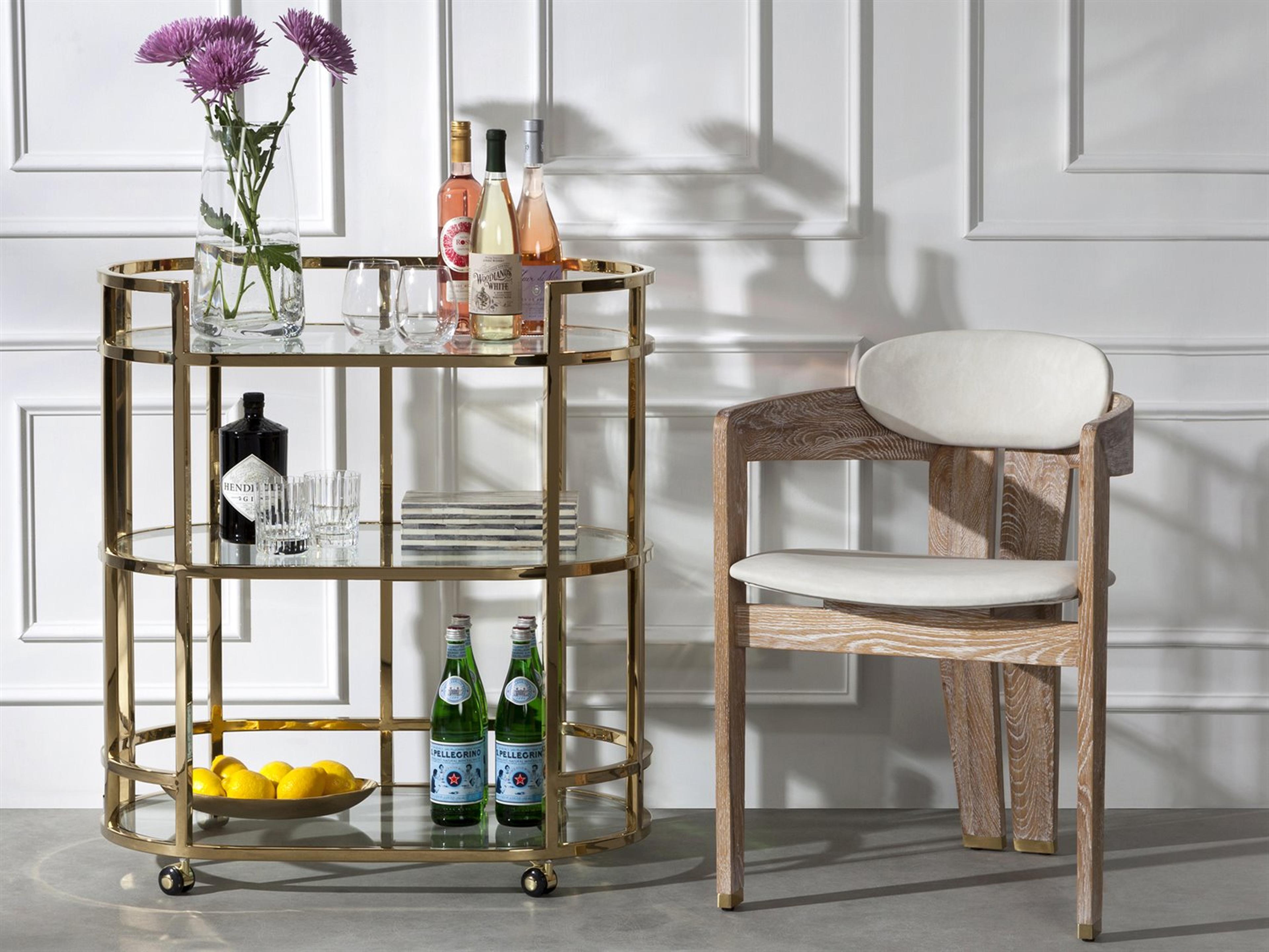 Interlude Home Oak Wood Brown Arm Dining Chair