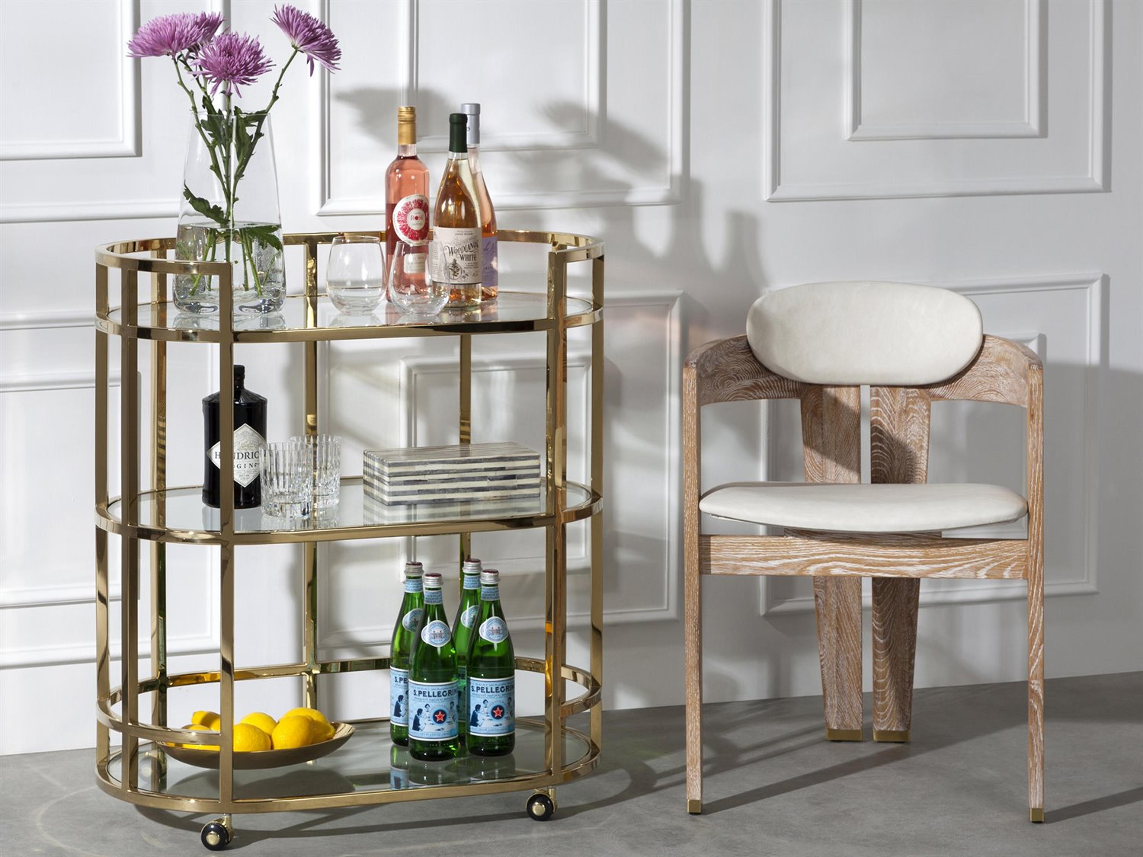 Interlude Home Oak Wood Brown Arm Dining Chair